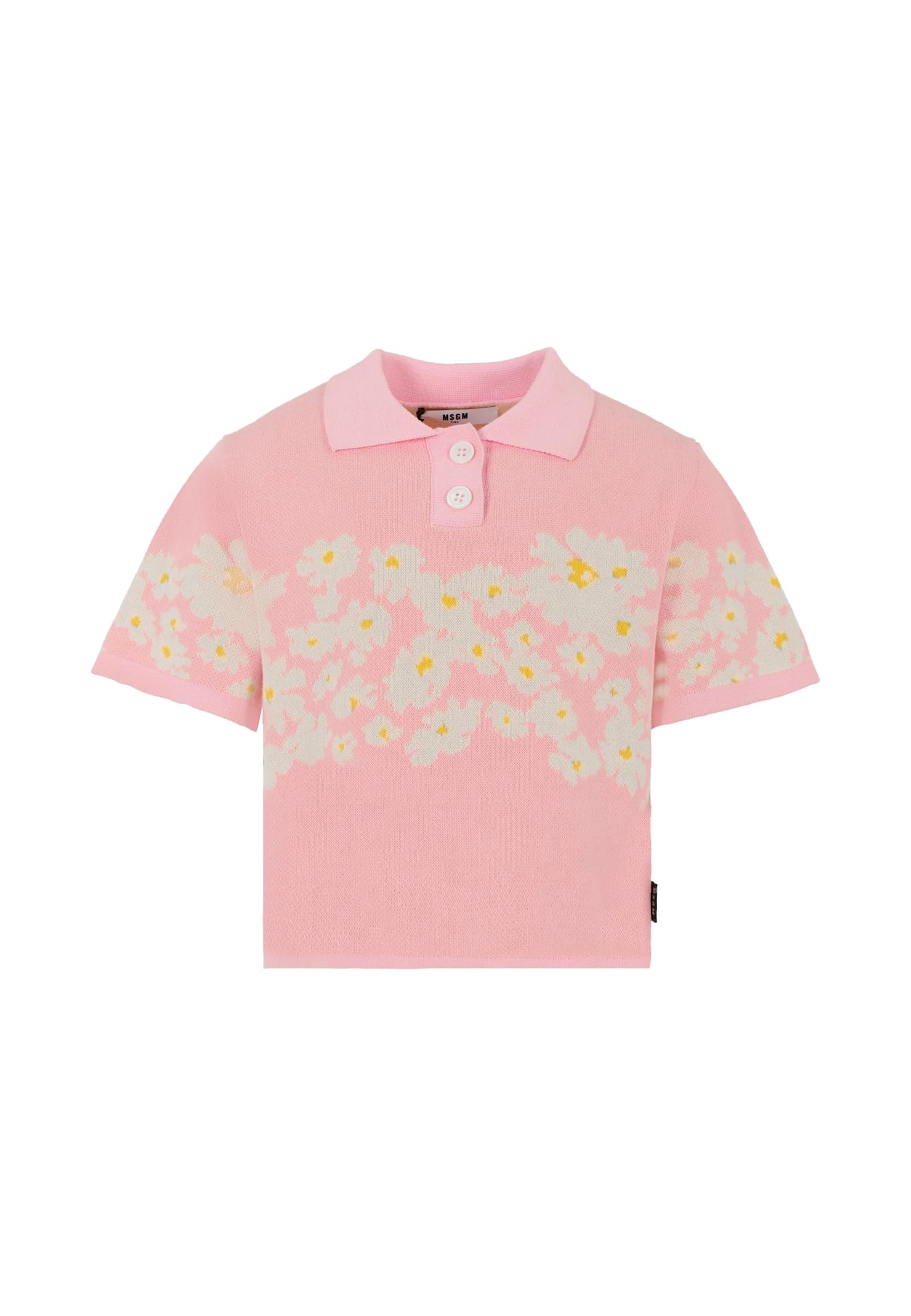Msgm Pink Polo Shirt For Girl With Logo In Pink