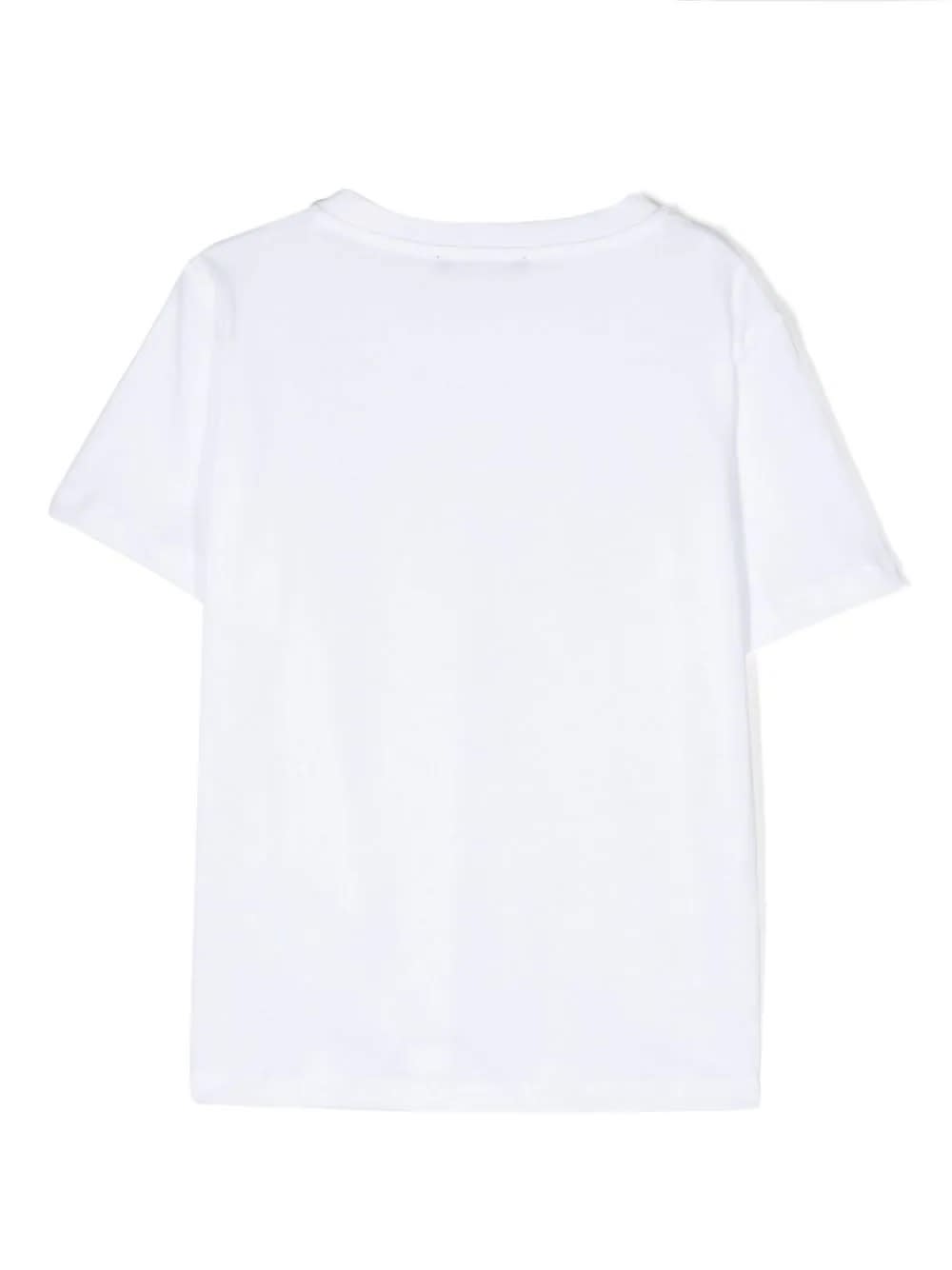 Shop Balmain White T-shirt With Light Green Logo On Chest