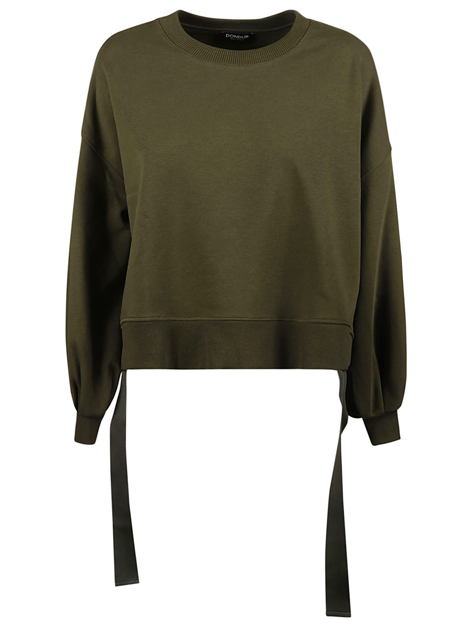 Shop Dondup Round Neck Logo Pin Sweatshirt In Green Military