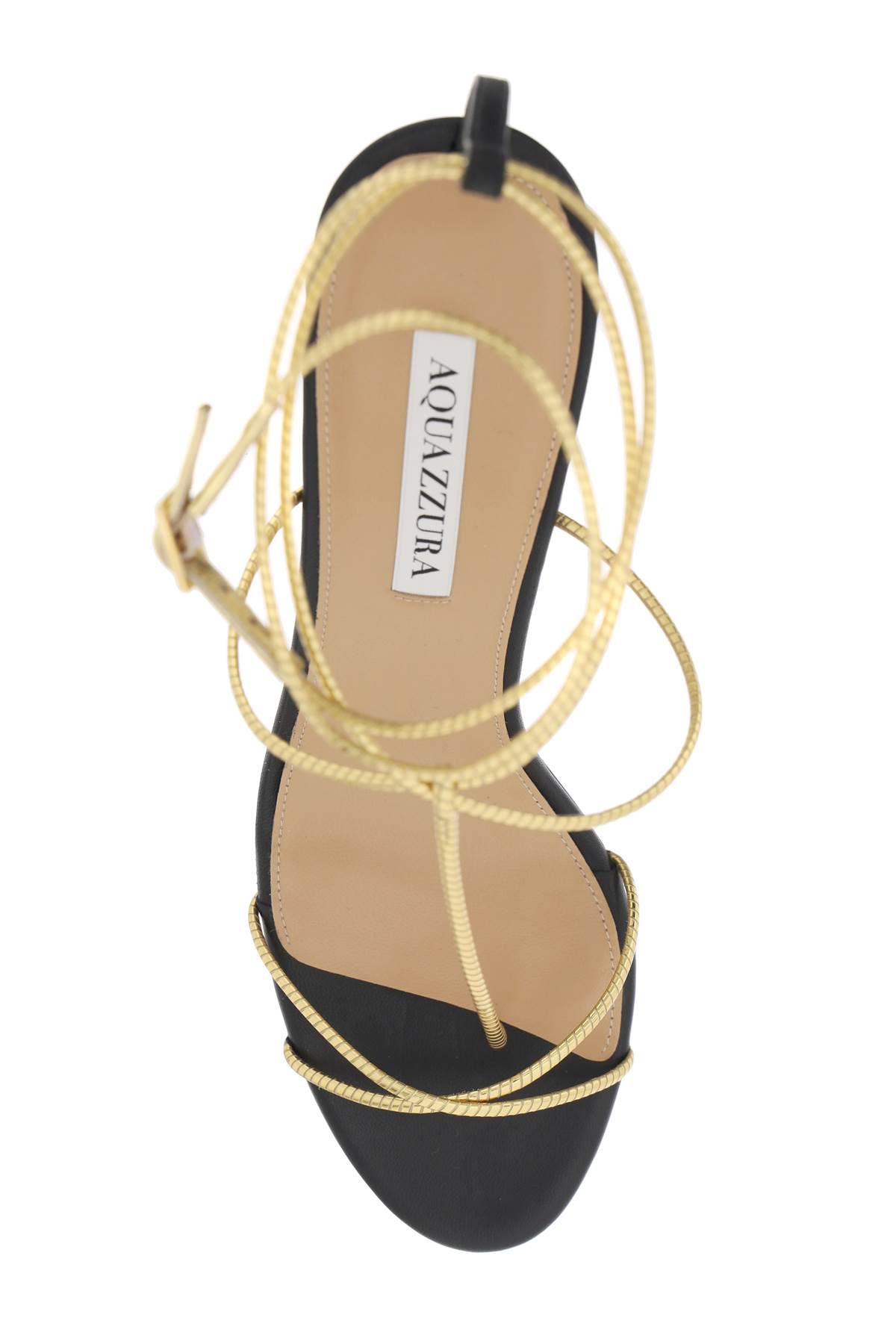 Shop Aquazzura Roman Romance Sandals In Gold Black (gold)