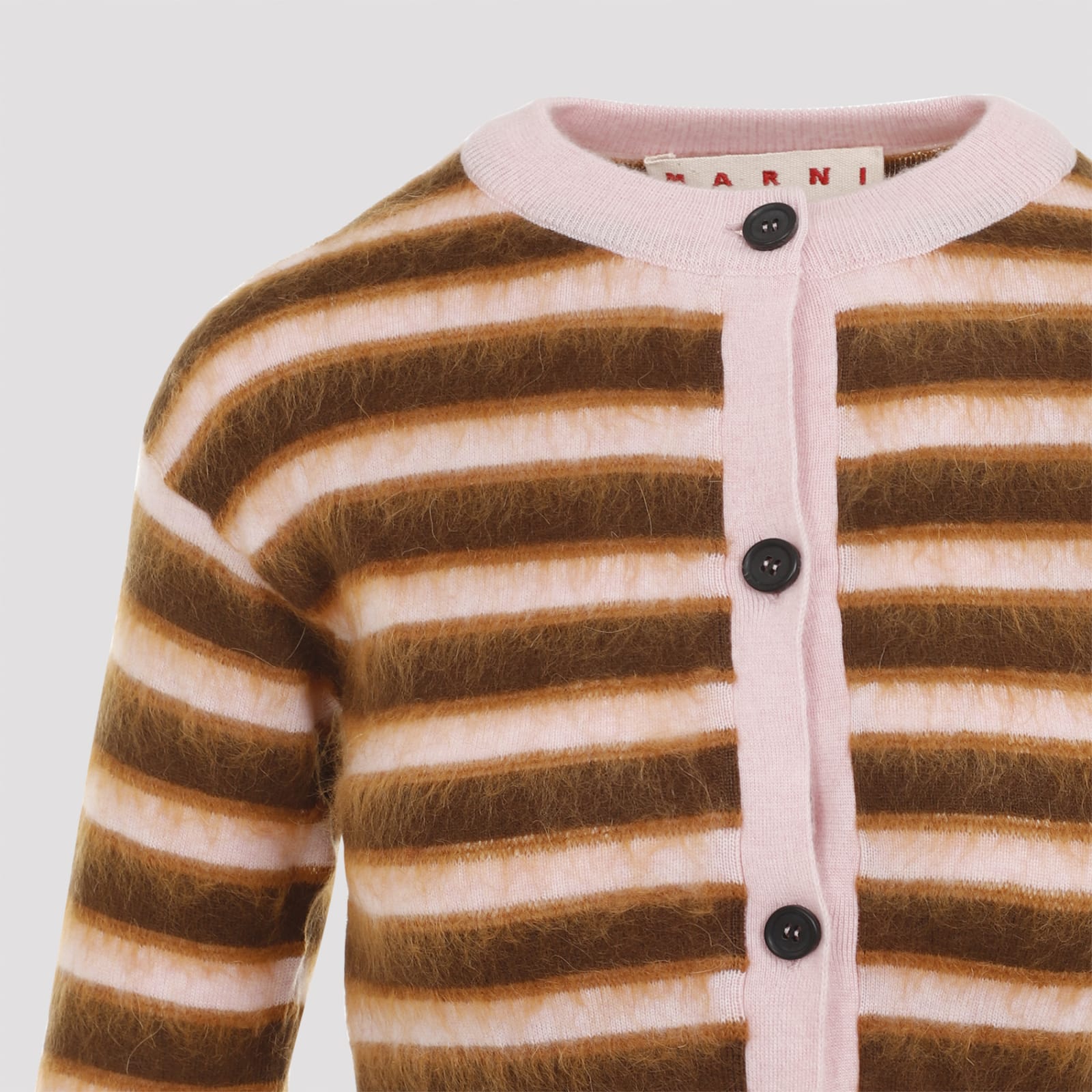 Shop Marni Virgin Wool Cardigan In Pink Gummy