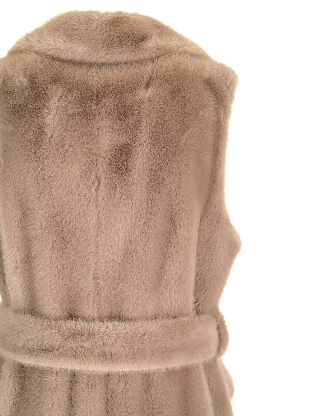 Shop P.a.r.o.s.h Fluffy Long Vest In Beige