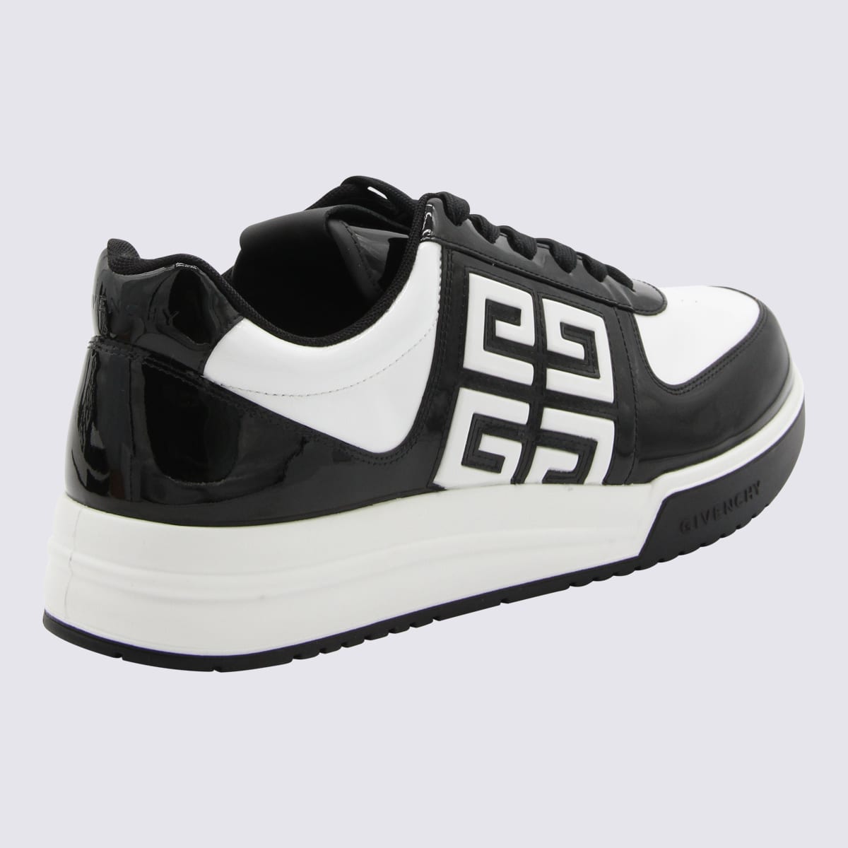 Shop Givenchy White And Black Leather 4g Sneakers