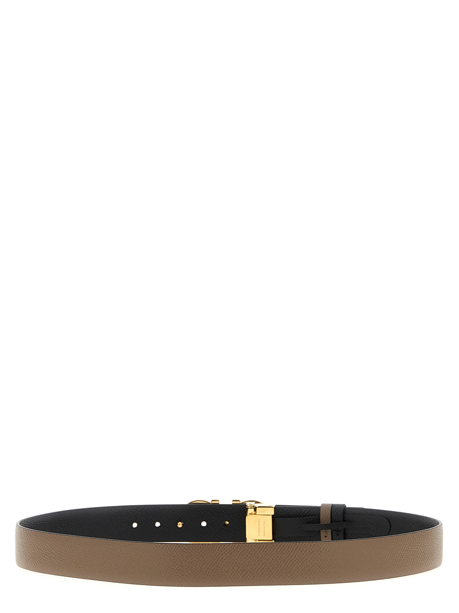 Ferragamo Multicolor Gancini Reversible Belt In Brown
