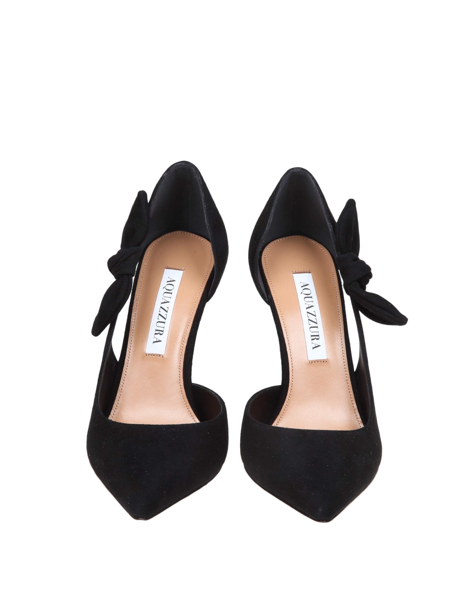 Aquazzura Pointed Toe Pumps With Bow Detail In Black