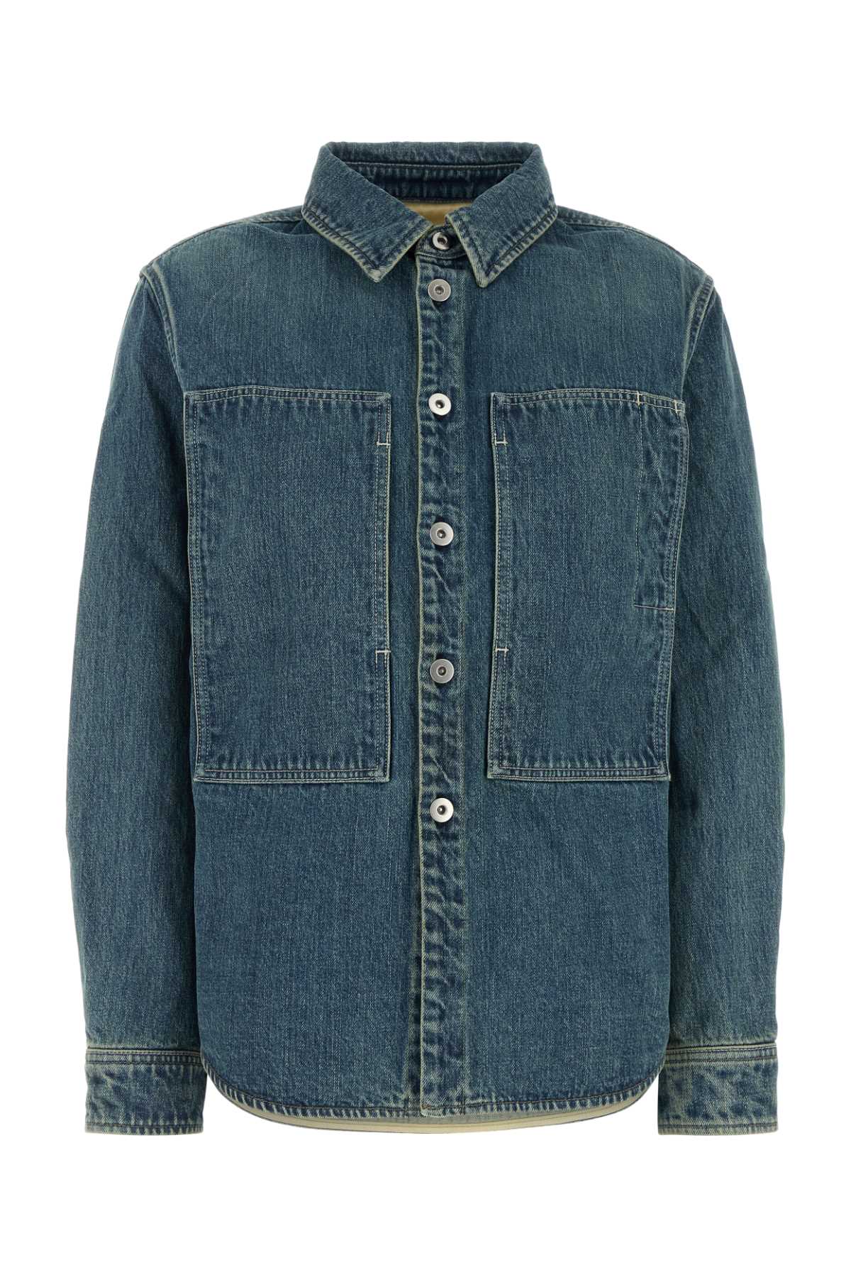 Jil Sander Women Blue Shirt With Classic Collar And Logo Patch On The Rear In Denim Woman In Blue