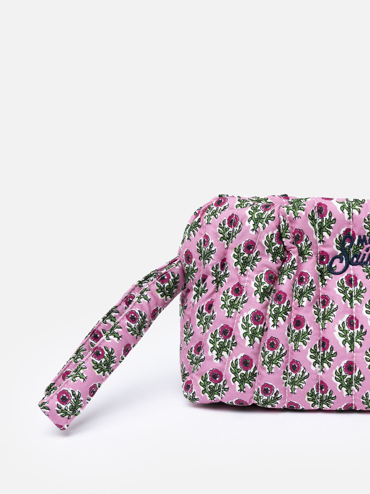Mc2 Saint Barth Flower Patch Quilted Small Pouch In Pink