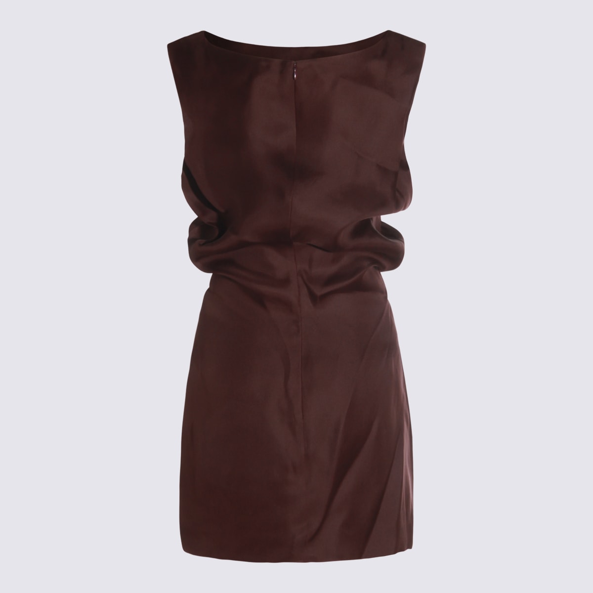 Khaite Brown Silk Dress In Burgundy