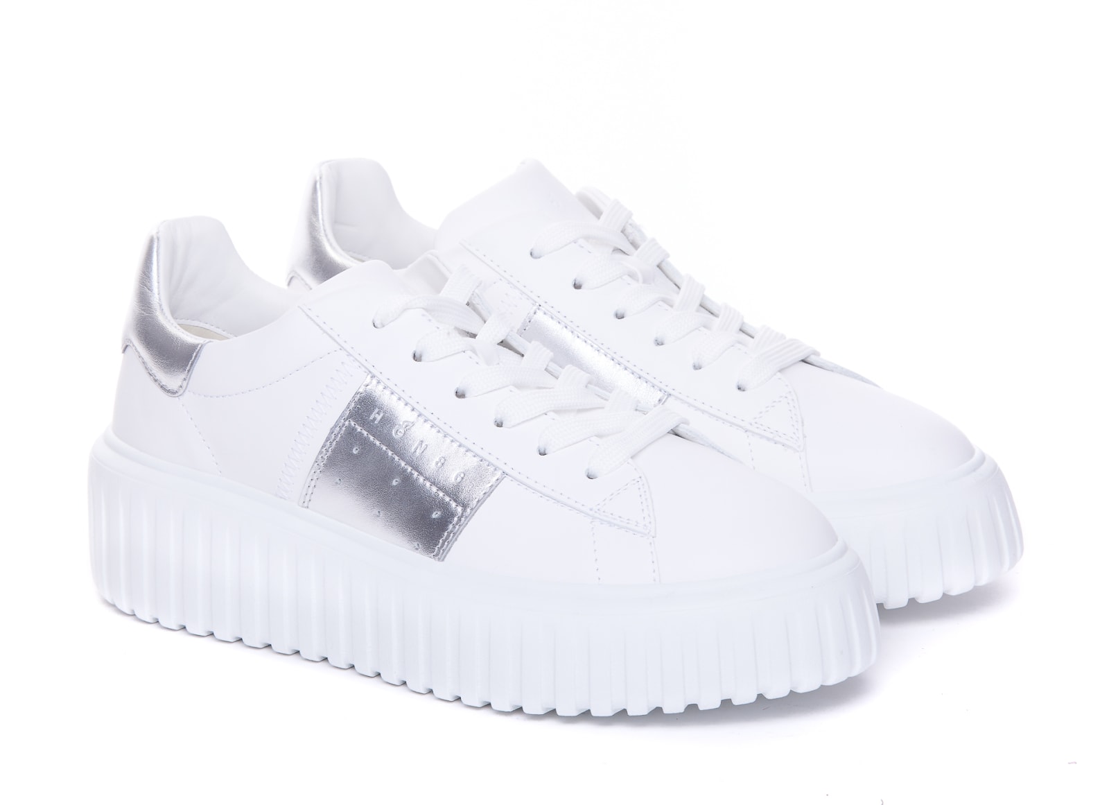 Shop Hogan H-stripes Sneakers In White