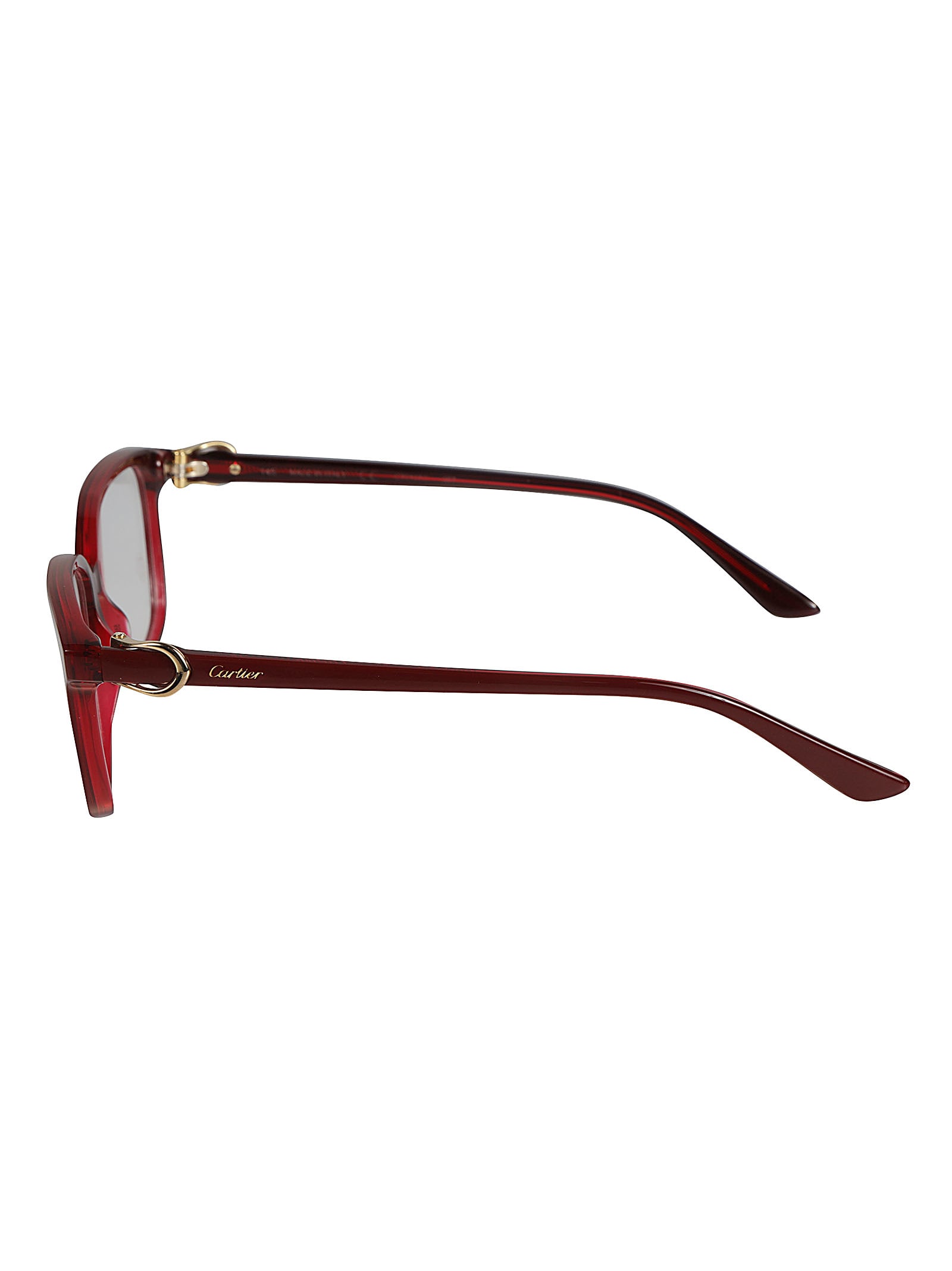 Cartier Classic Logo Sided Glasses In Red/transparent