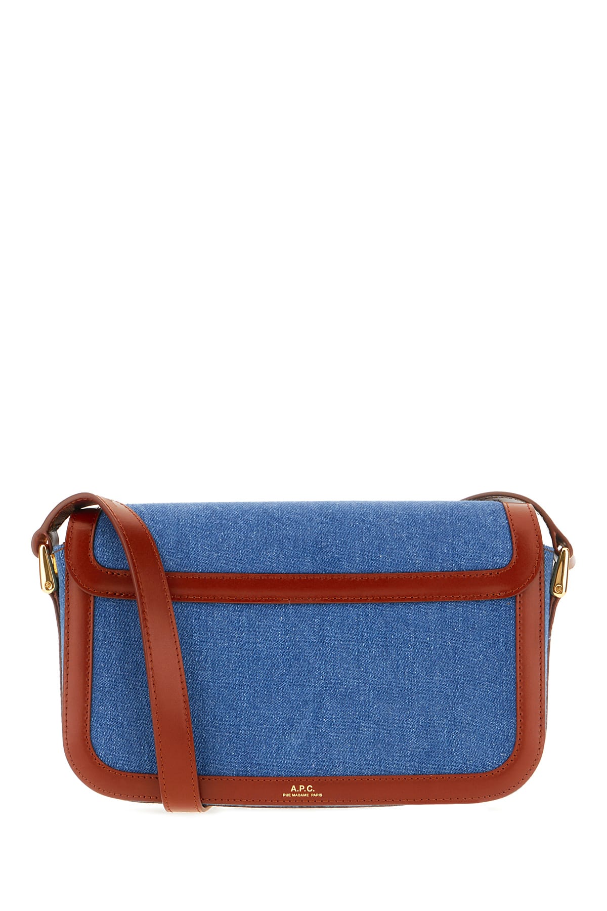 Shop Apc Denim And Leather Mini Grace Crossbody Bag In Noisette