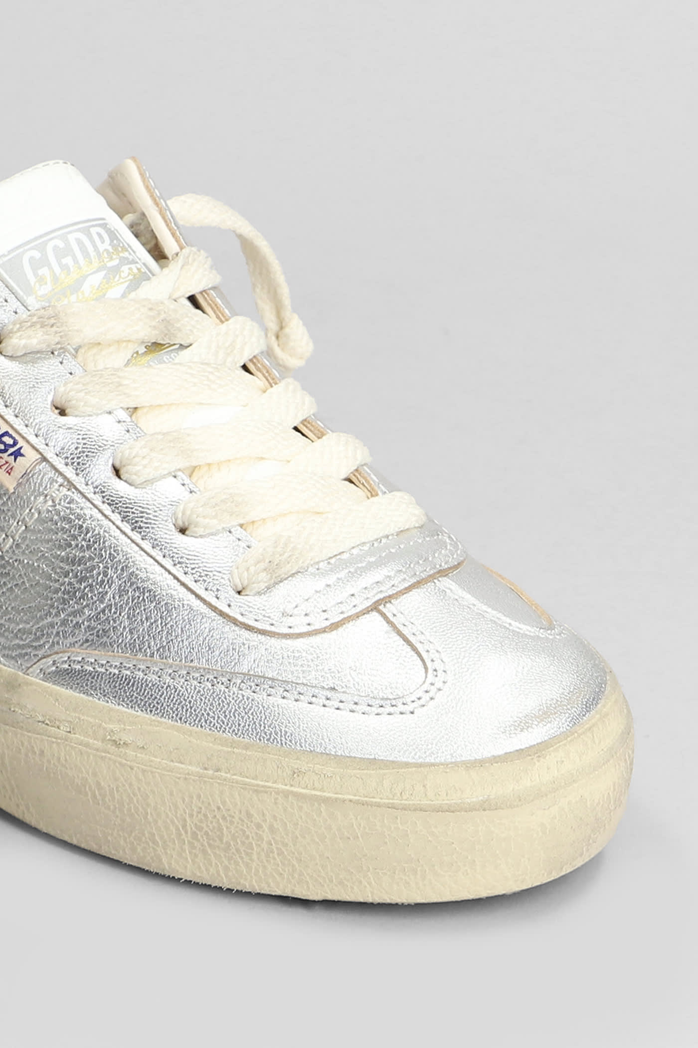 Shop Golden Goose Soul Star Sneakers In Silver Leather