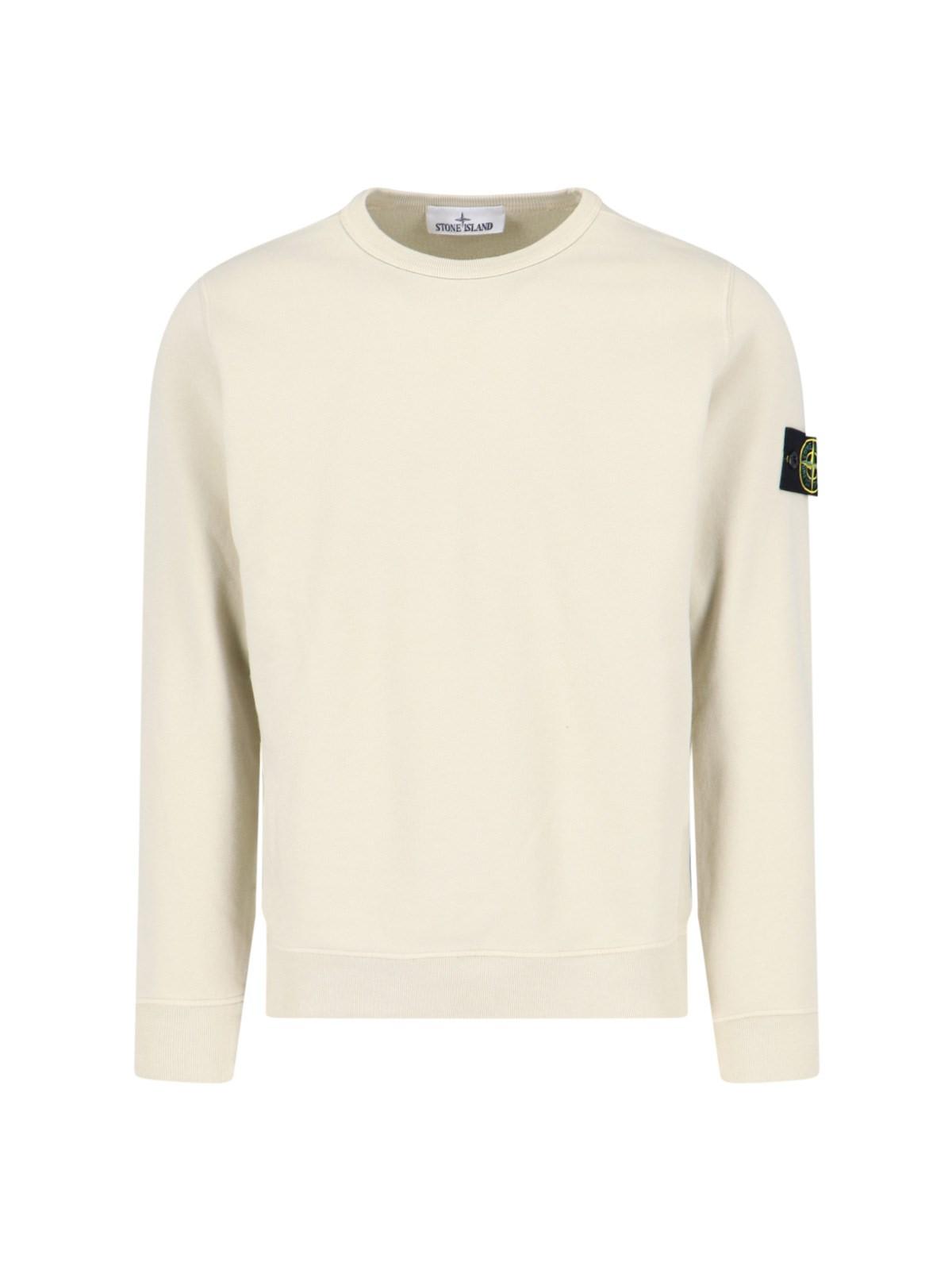 Shop Stone Island Logo Crewneck Sweatshirt In Beige