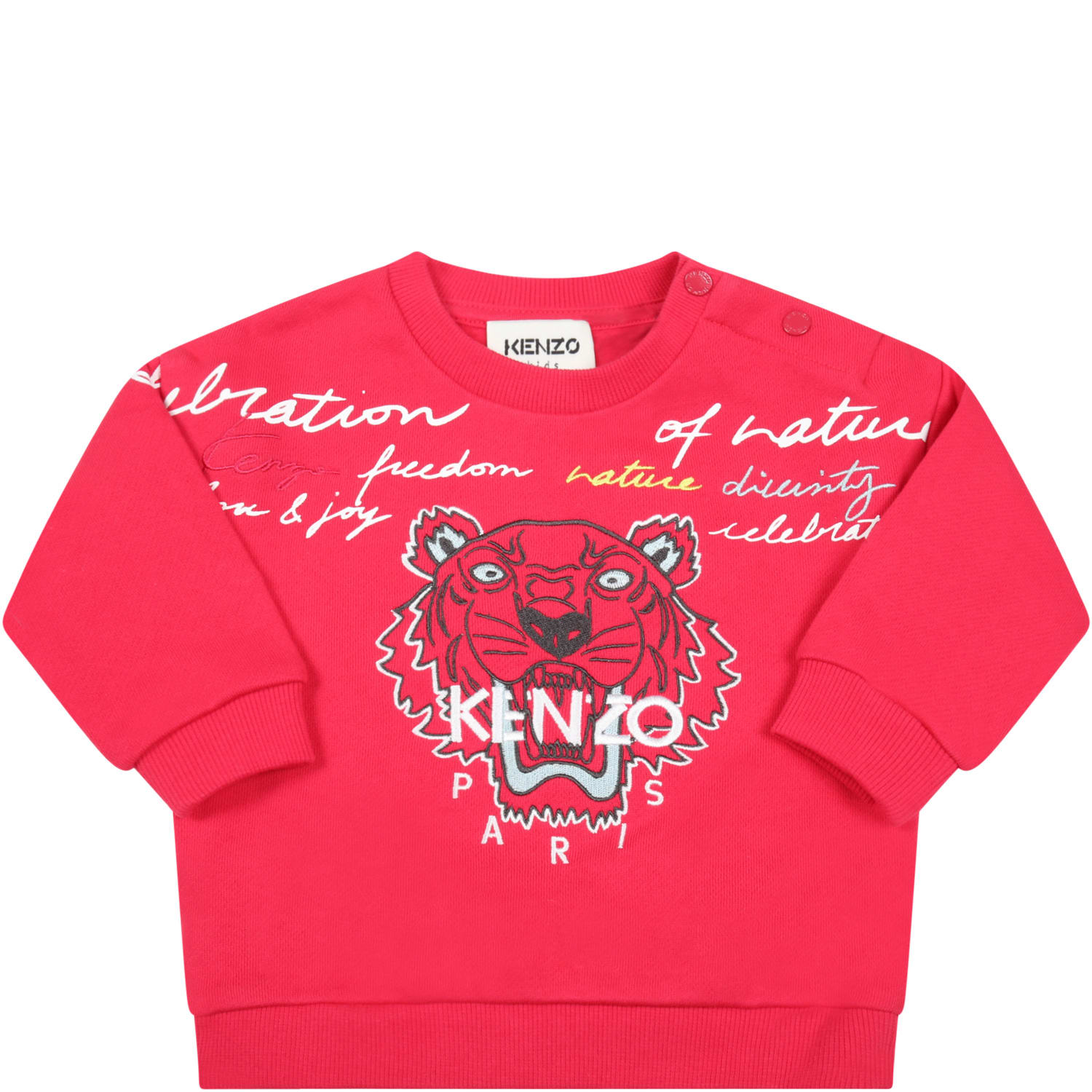 Kenzo Kids Fuchsia Sweatshirt For Baby Girl With Tiger