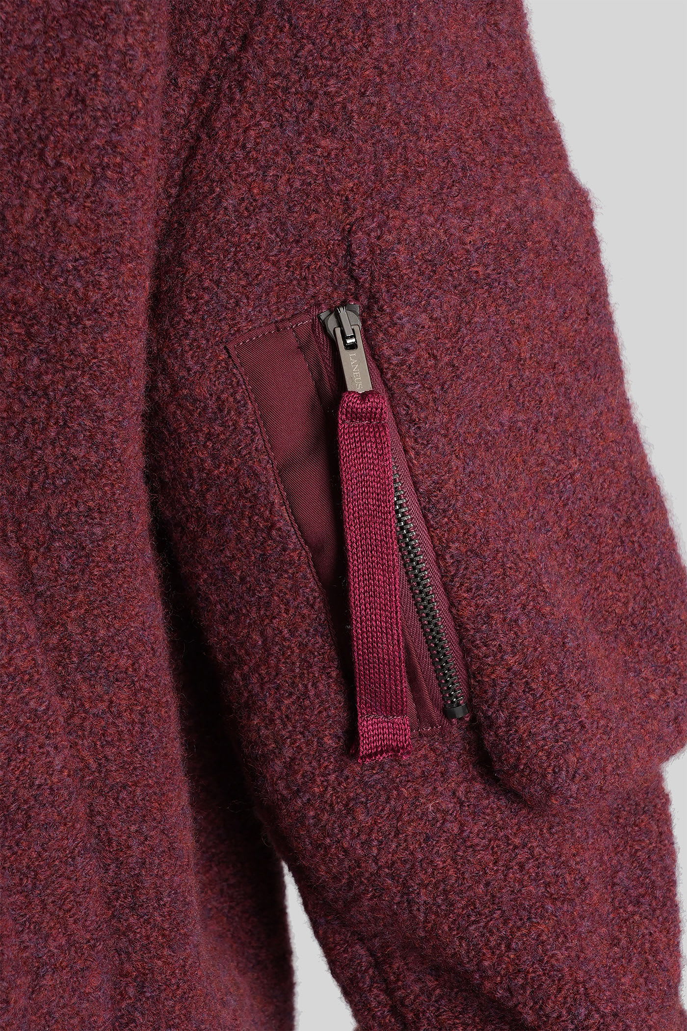 Laneus Bomber Jacket In Bordeaux Wool In Burgundy