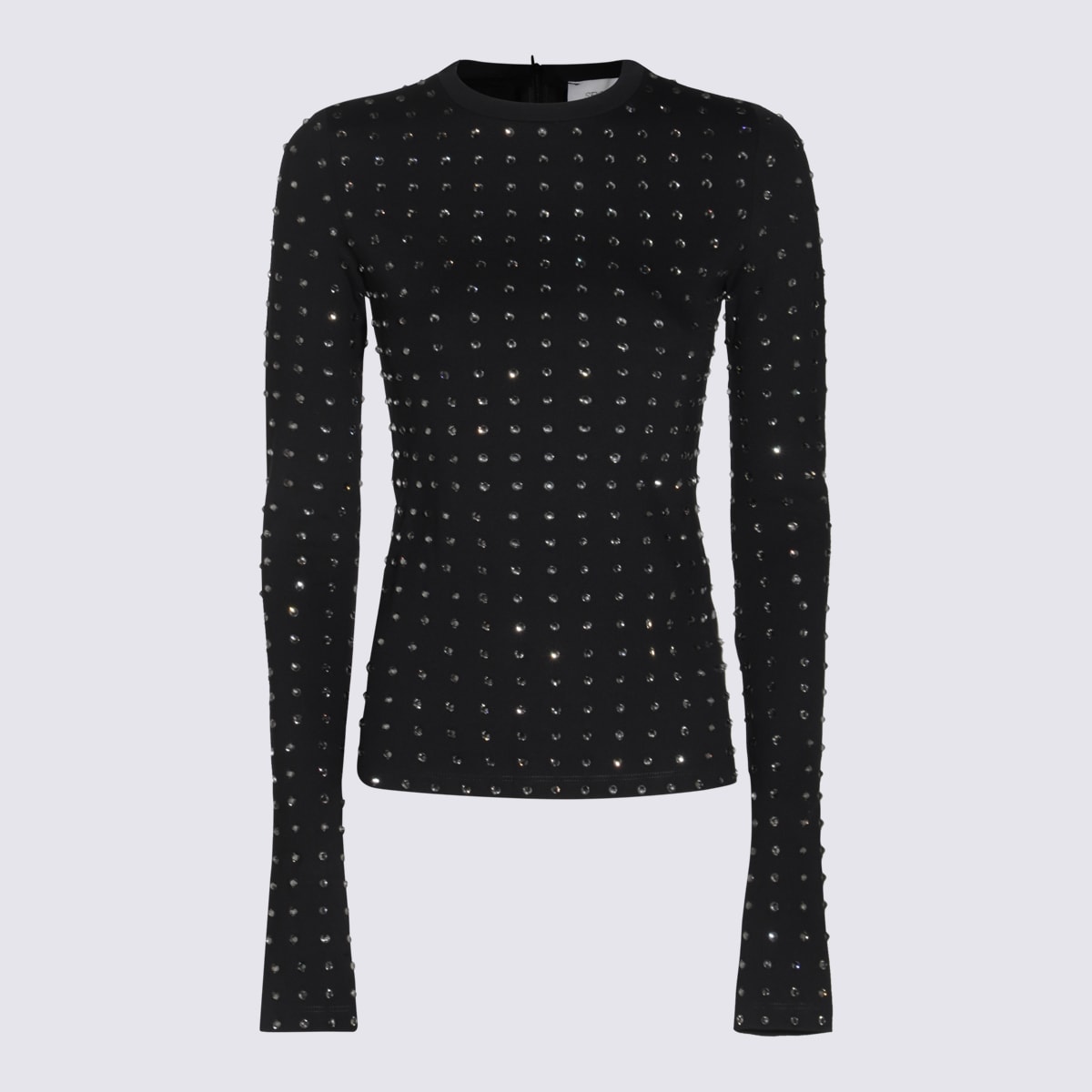 Sportmax Black Stretch Sweater With Rhinestones