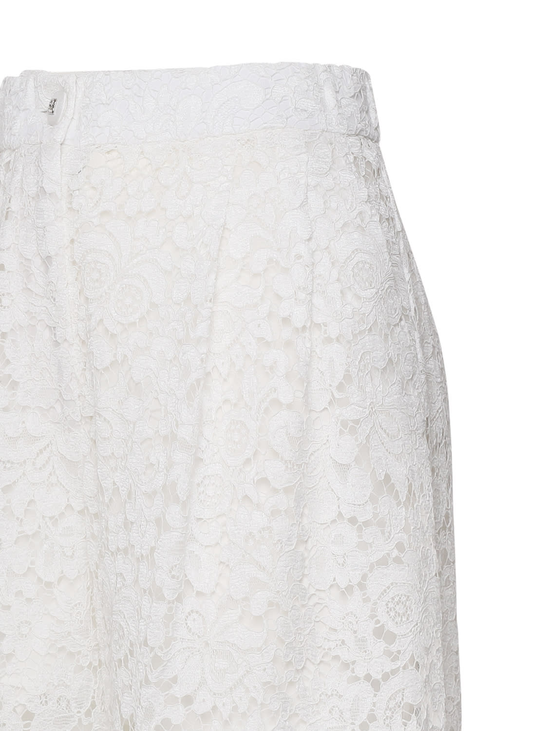 Shop Dolce & Gabbana Lace Trousers In White