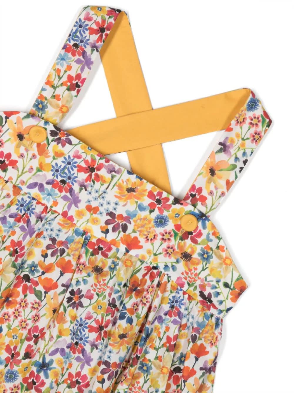 Shop Il Gufo Sleeveless Dress In A Liberty-fabric Material In Multicolour