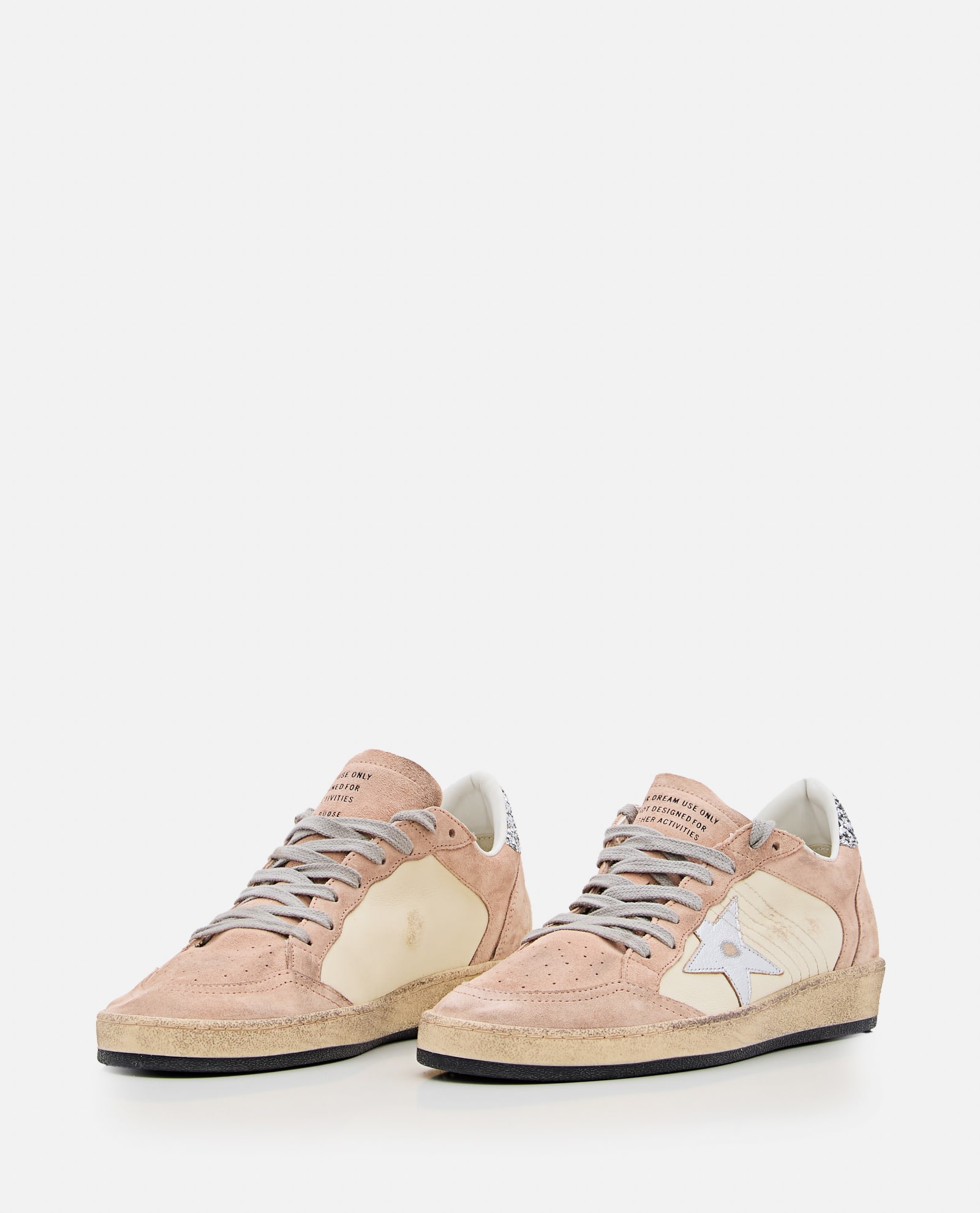 Shop Golden Goose Ballstar Leather Sneakers In Powder