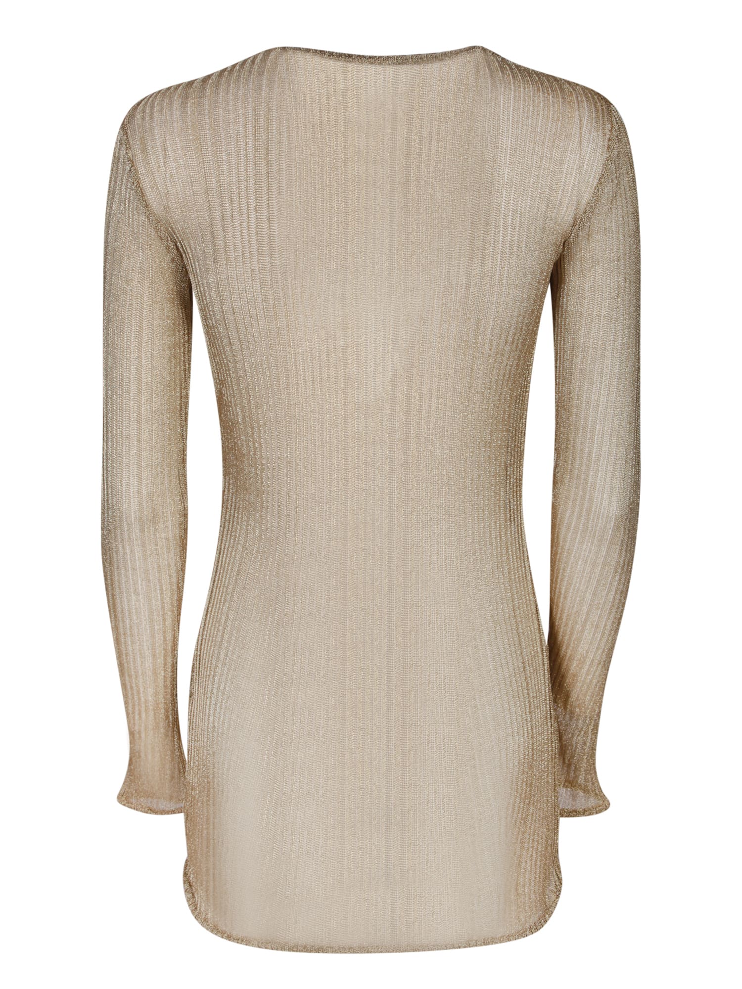 Shop Sapio Ribbed Jersey Gold Crewneck Top In Metallic