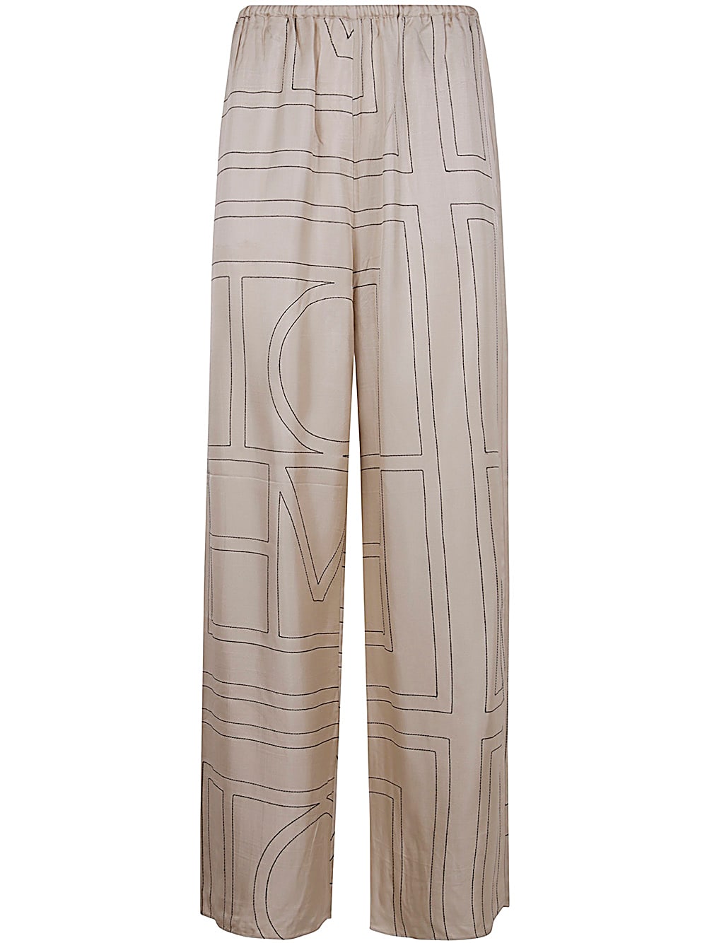 Shop Totême Monogram Silk Pj Bottoms In Ivory Monogram