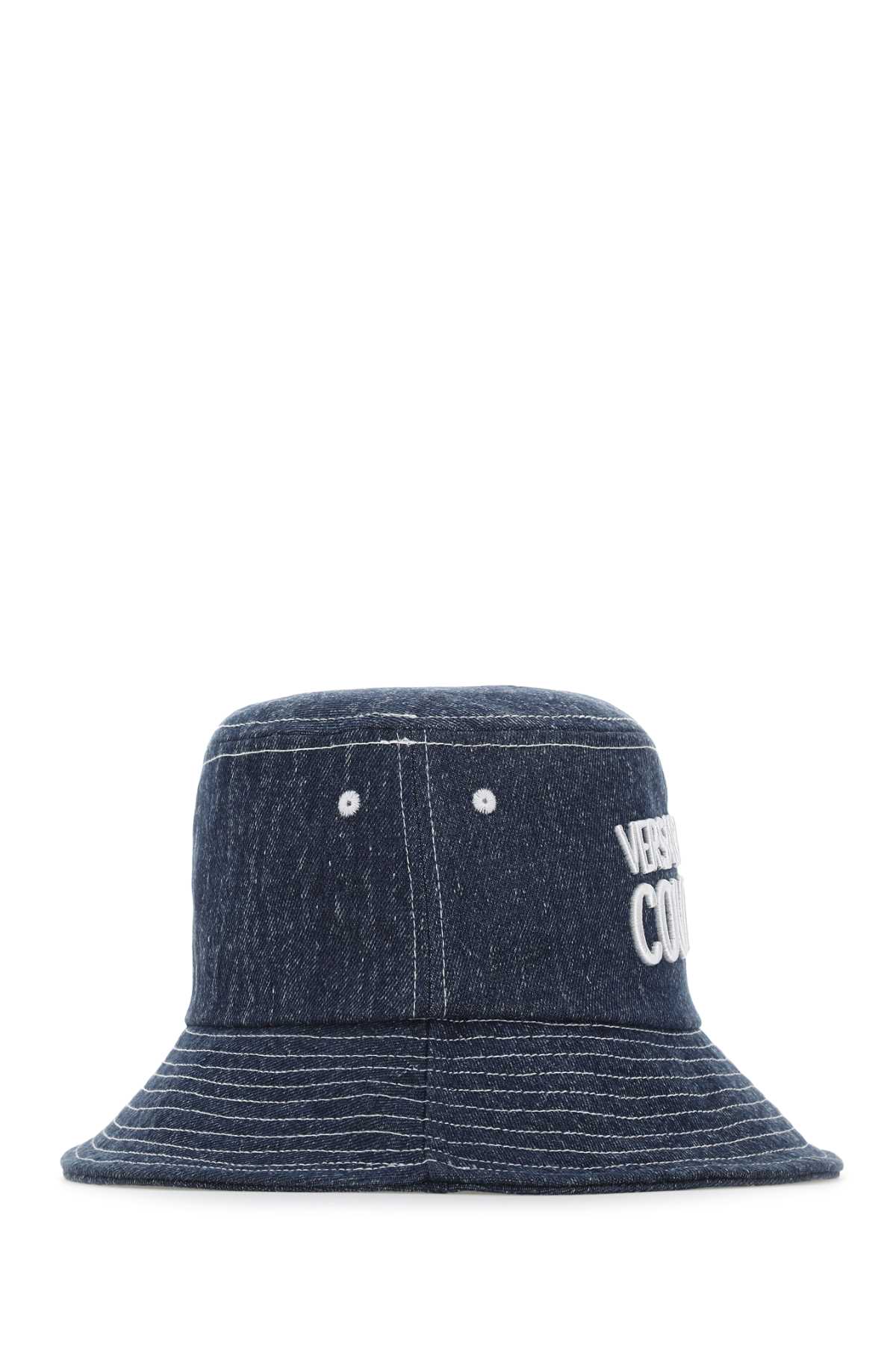 Versace Jeans Couture Denim Hat In Denimwhite