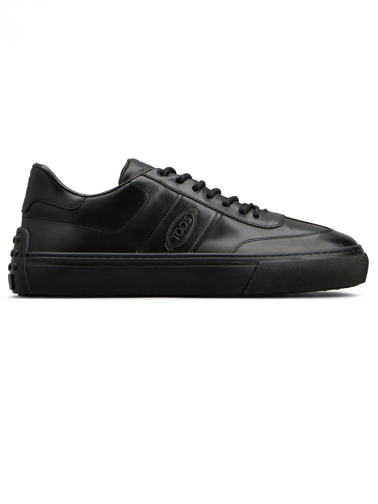 Shop Tod's Black Calf Leather Sneakers