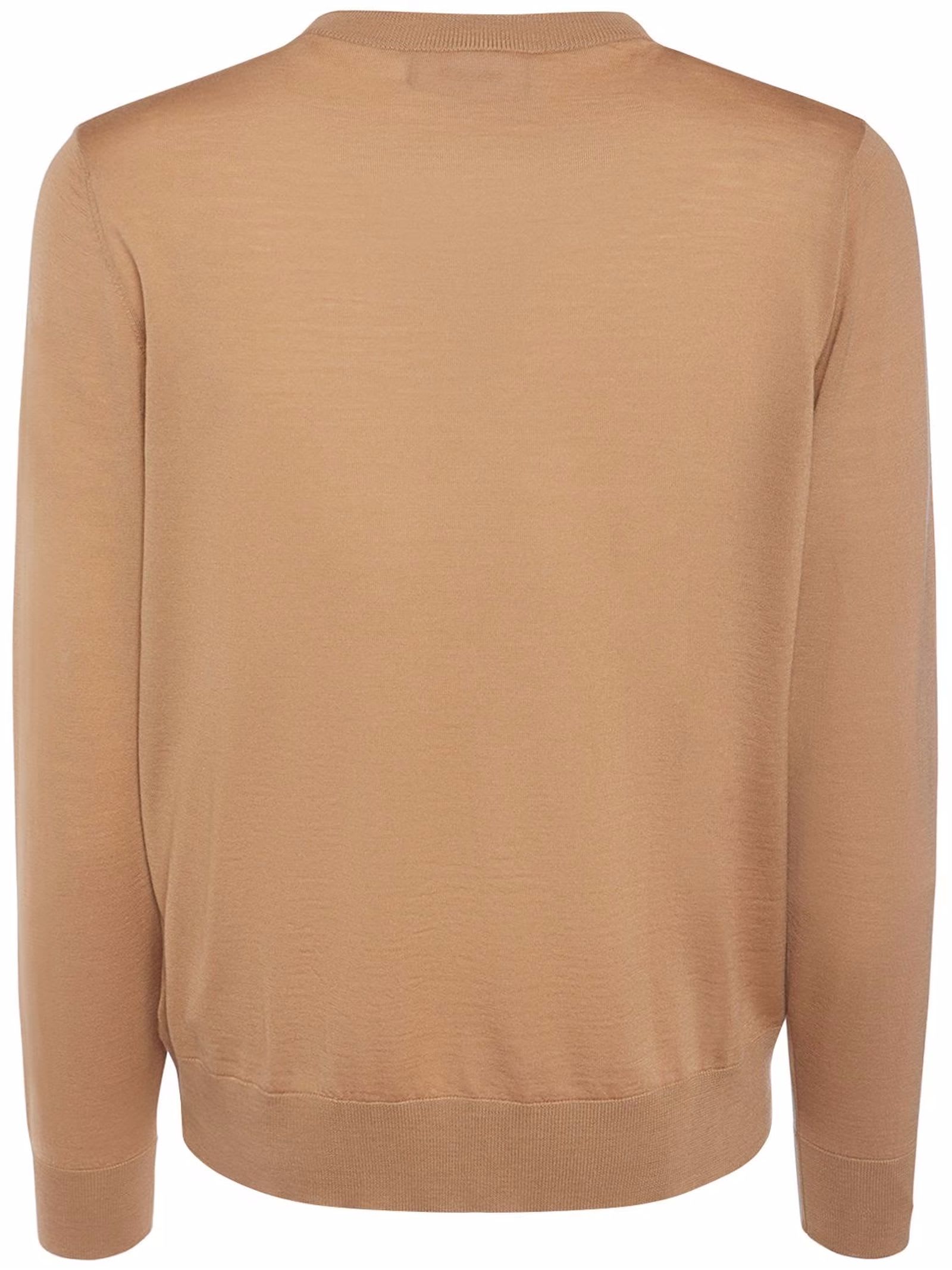 Dsquared2 Long-sleeved Virgin Wool Sweatshirt In Beige