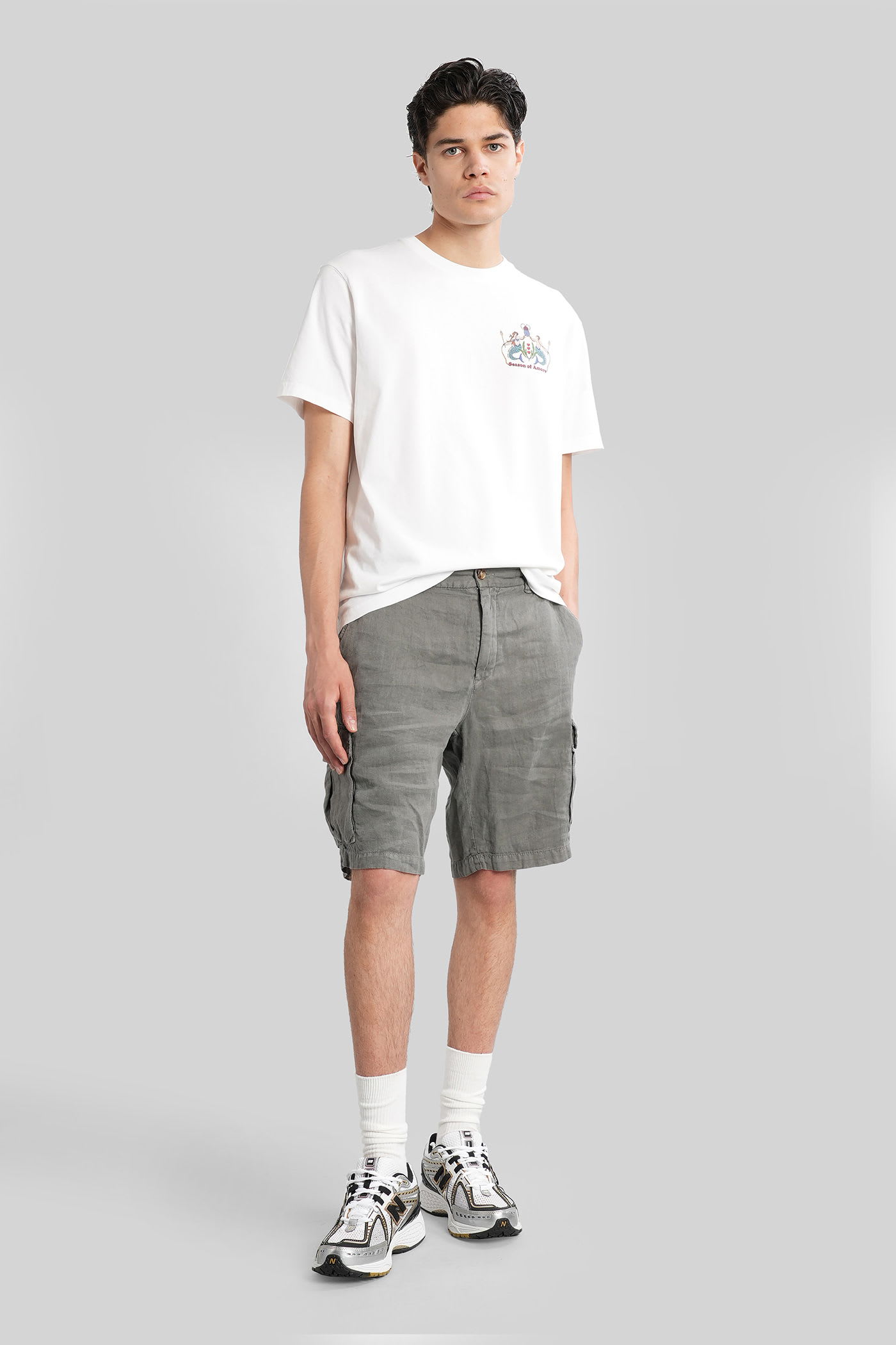 Mc2 Saint Barth Rodi Shorts In Grey Linen In Gray