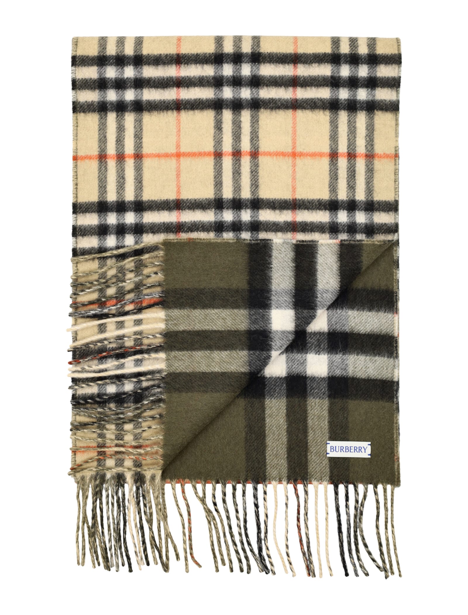 Shop Burberry Reversible Vintage Check Cashmere Scarf In Sand/loch