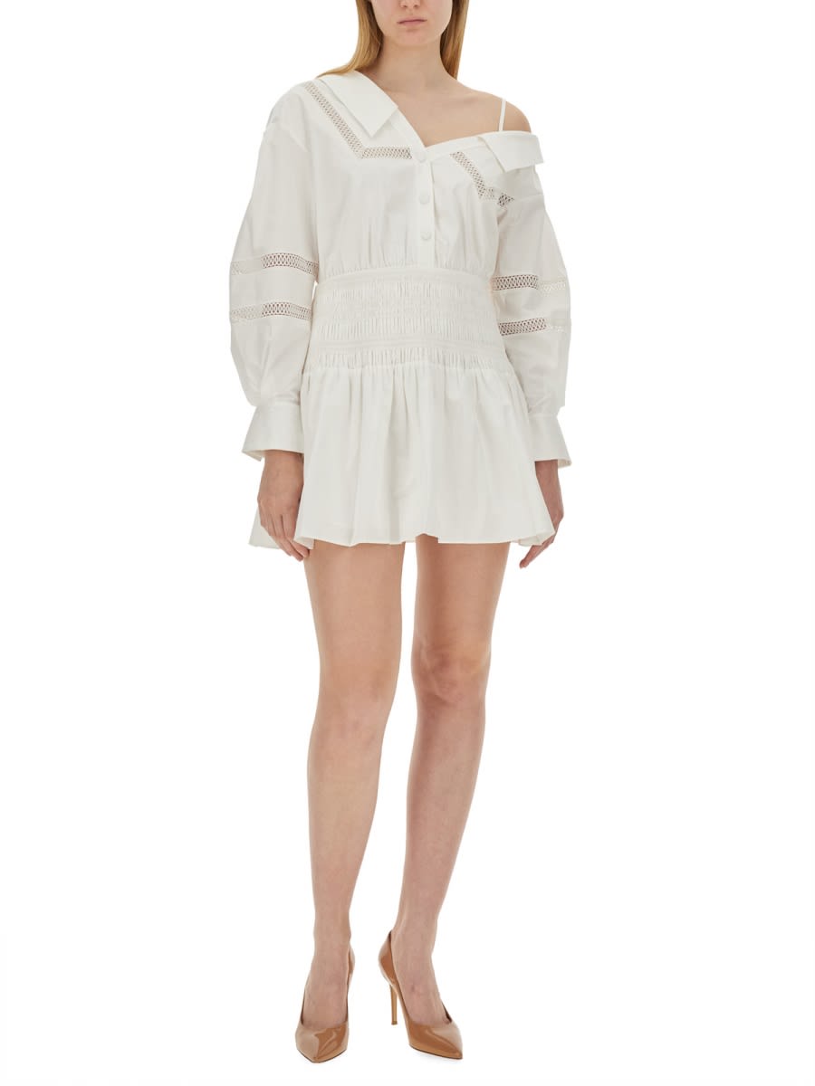 Shop Self-portrait Asymmetrical Mini Dress In White