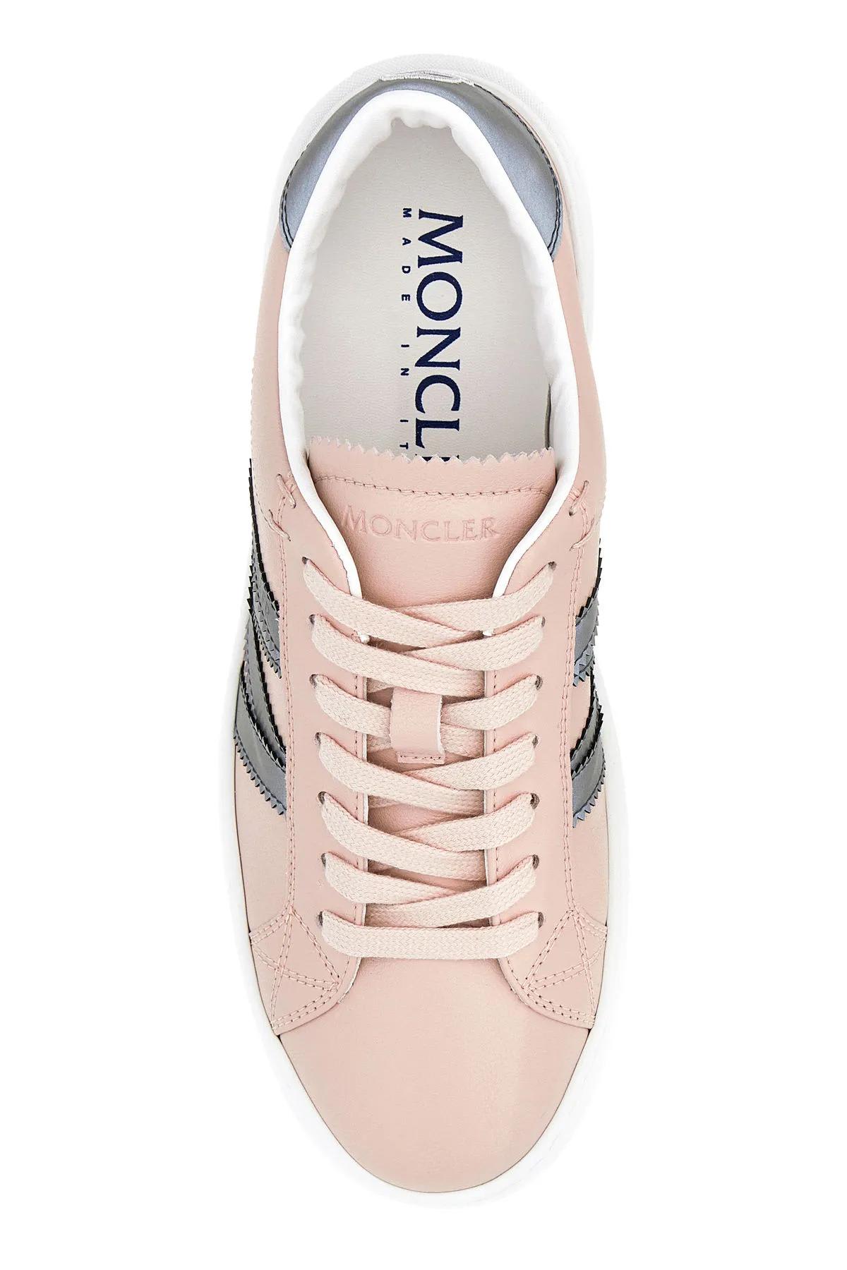 Shop Moncler Pastel Pink Leather Monaco M Sneakers