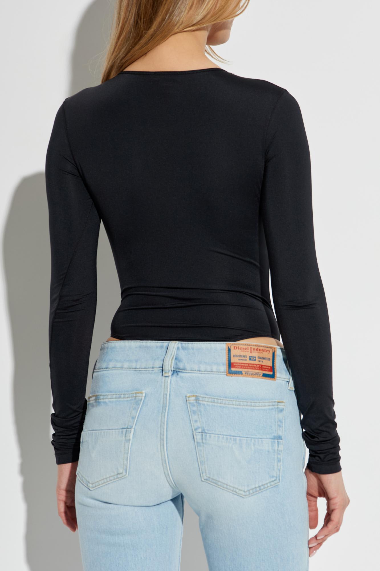 Diesel Angelina-utlt Logo-detail Bodysuit In Black