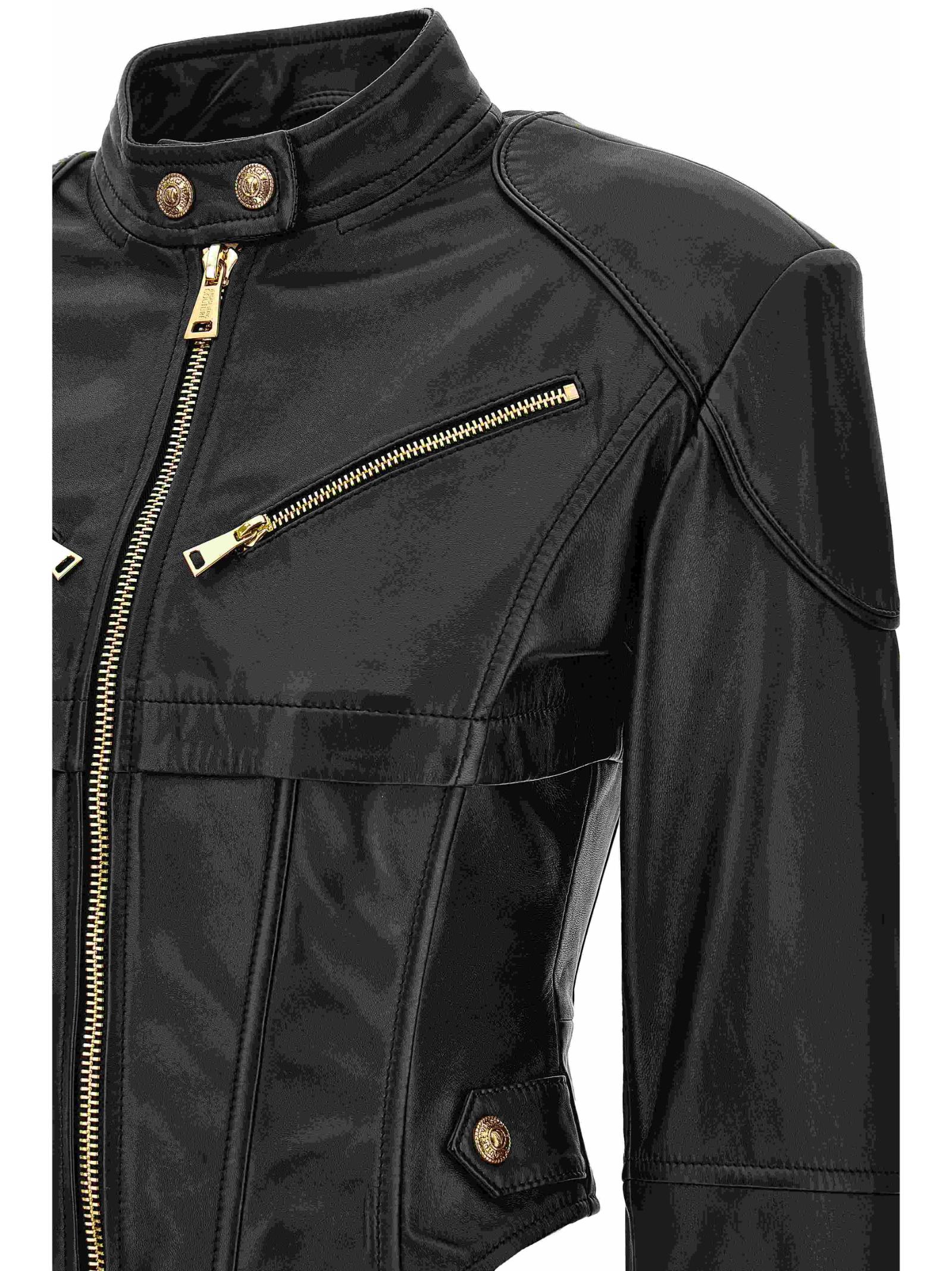 Shop Versace Jeans Couture Leather Jacket In Black