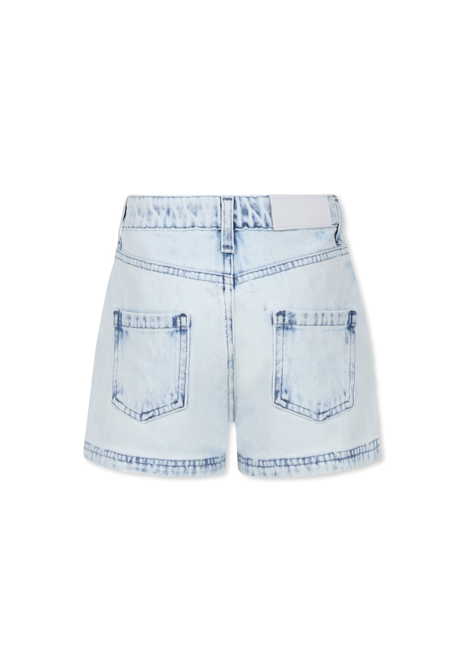 Msgm Denim Shorts For Girl With Logo In Denim
