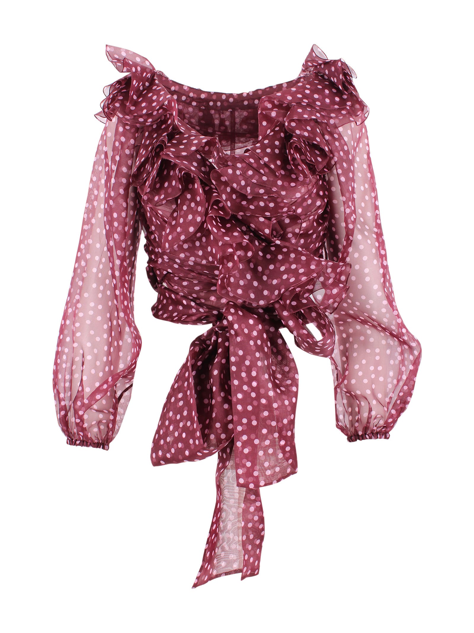 Dolce & Gabbana Silk Blouse In Pink Polka Dot