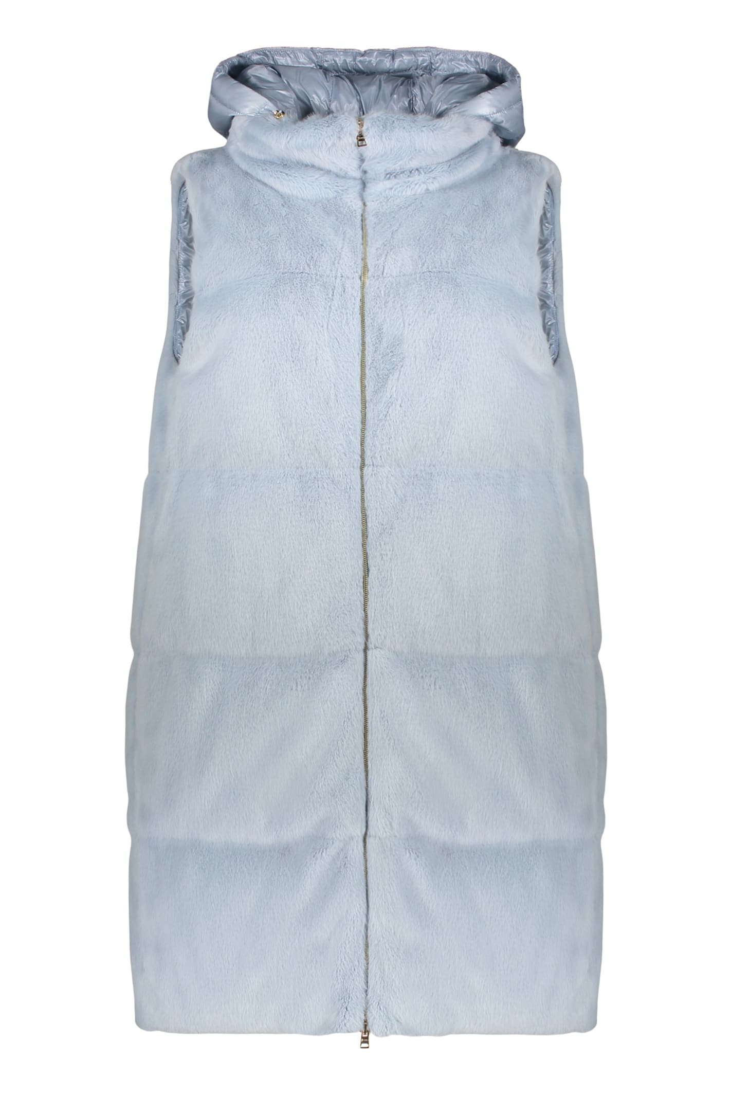 Herno Sleeveless Down Jacket In Faux Fur