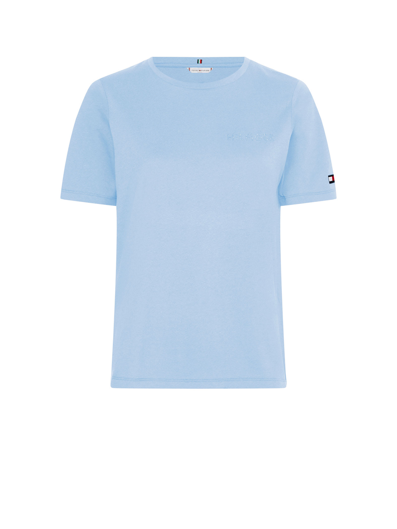 Tommy Hilfiger T-shirt With Logo In Light Blue Cotton