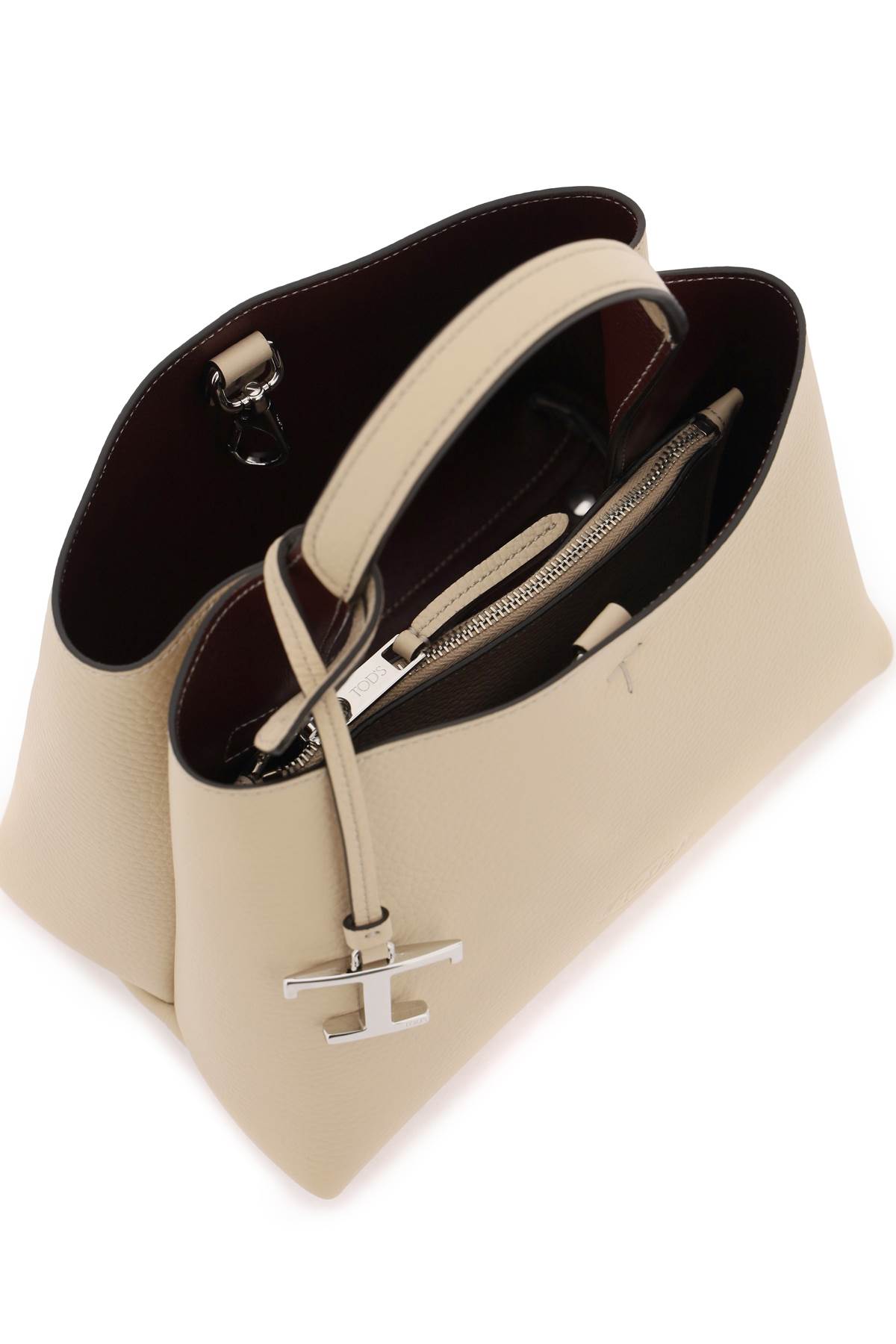 Shop Tod's Leather Handbag In Beige