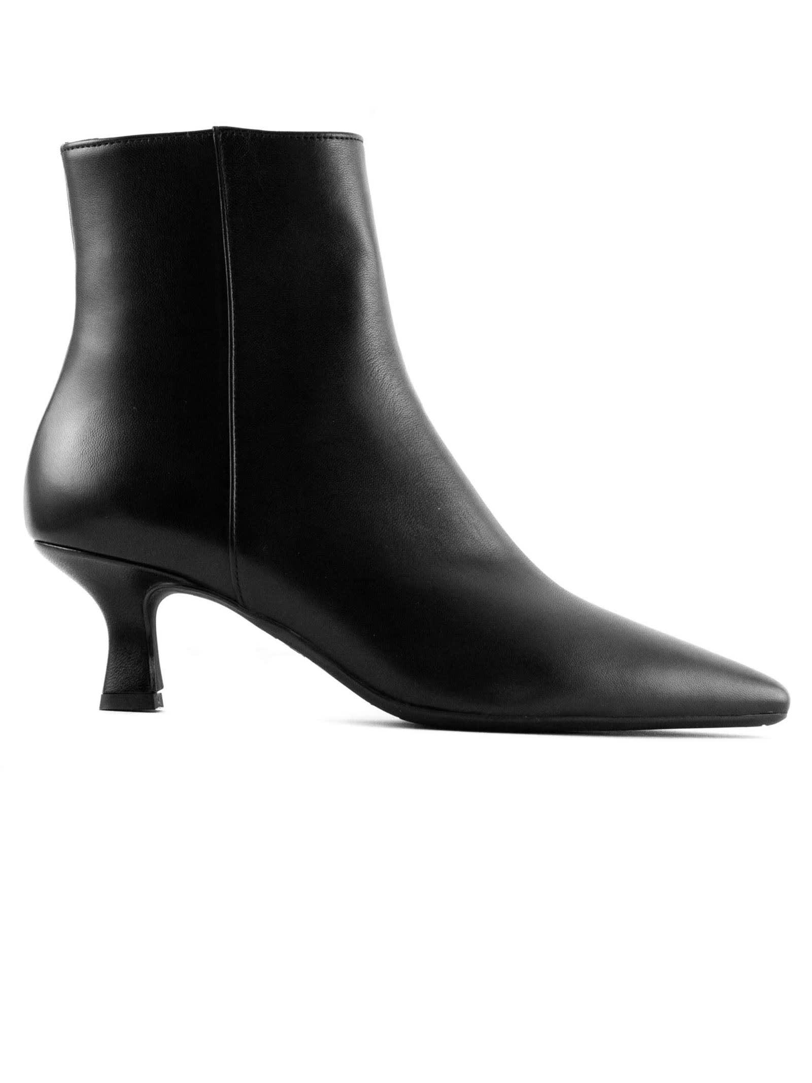 Black Leather Jina Ankle Boots