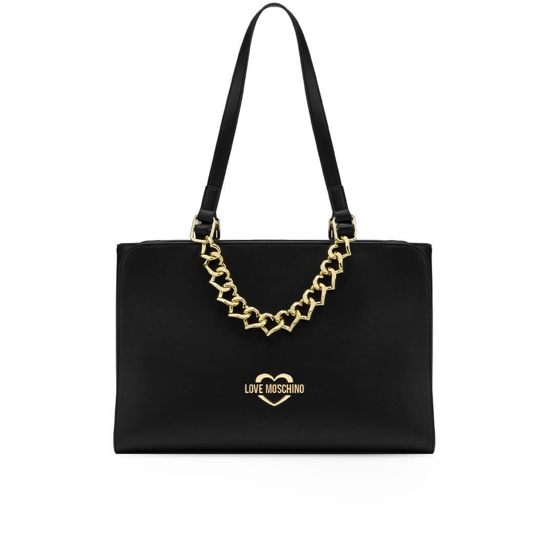 Love Moschino Black Shopping Bag With Chain
