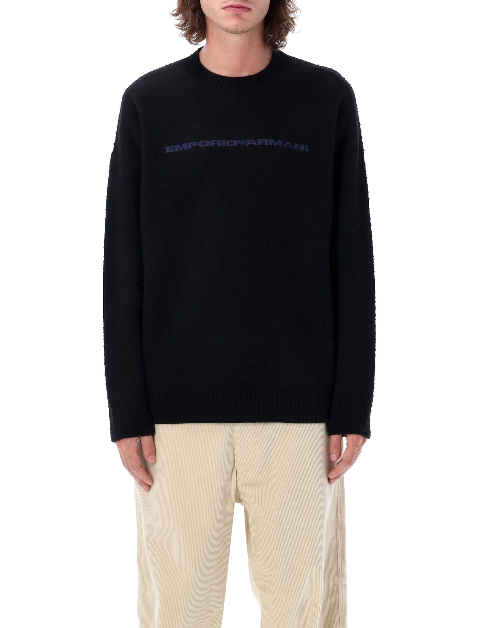 Shop Emporio Armani Logo Sweater In 0999