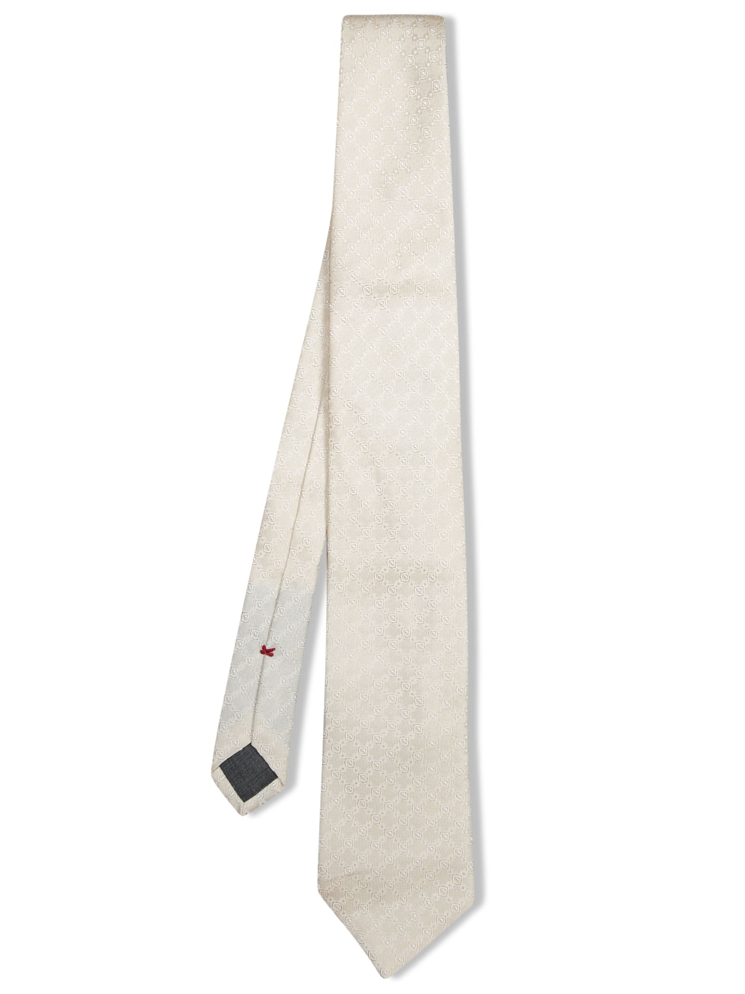 White Geometric Tie
