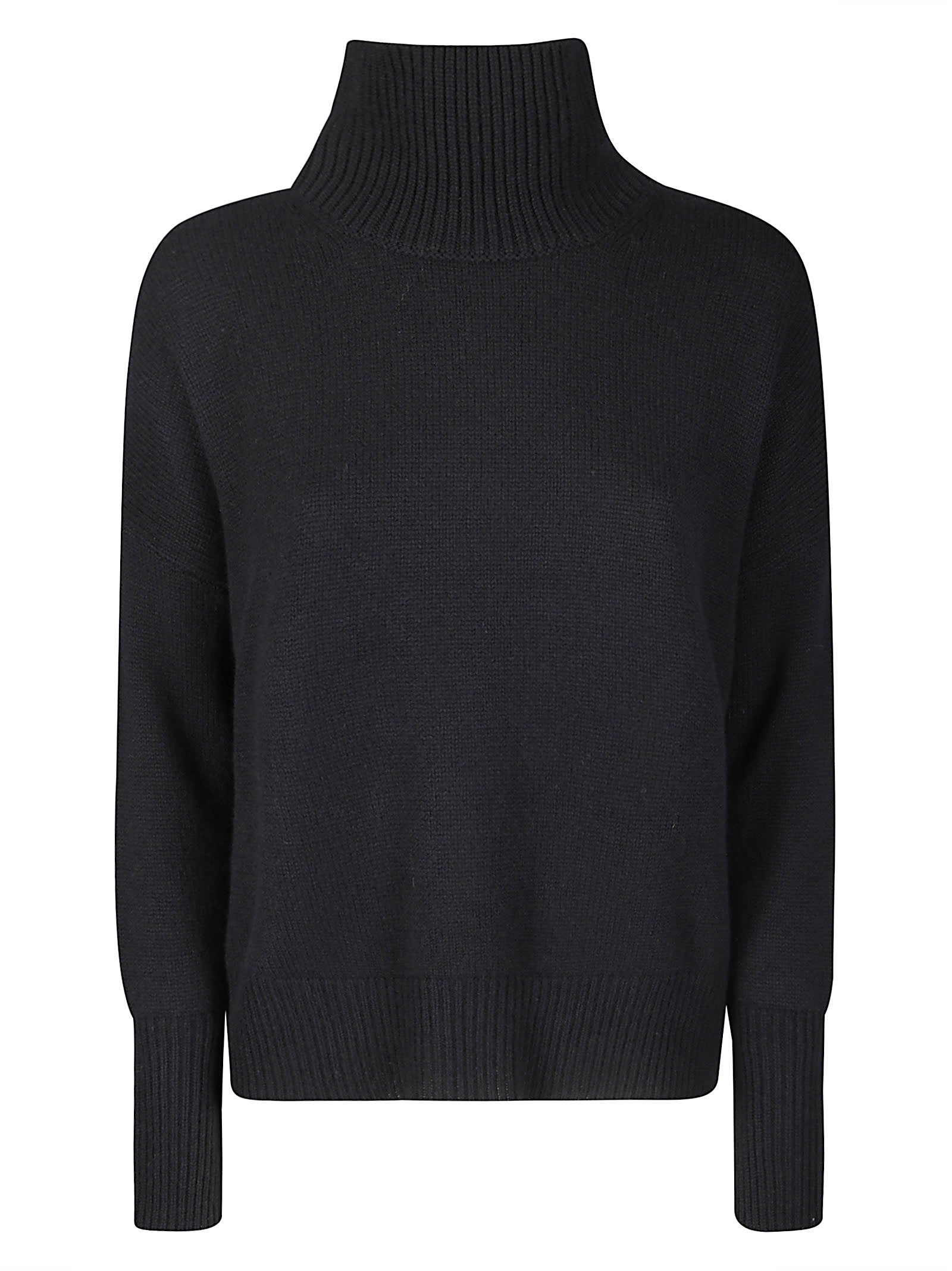Lisa Yang Asymmetrical Turtleneck Sweater In Soft Cashmere In Black
