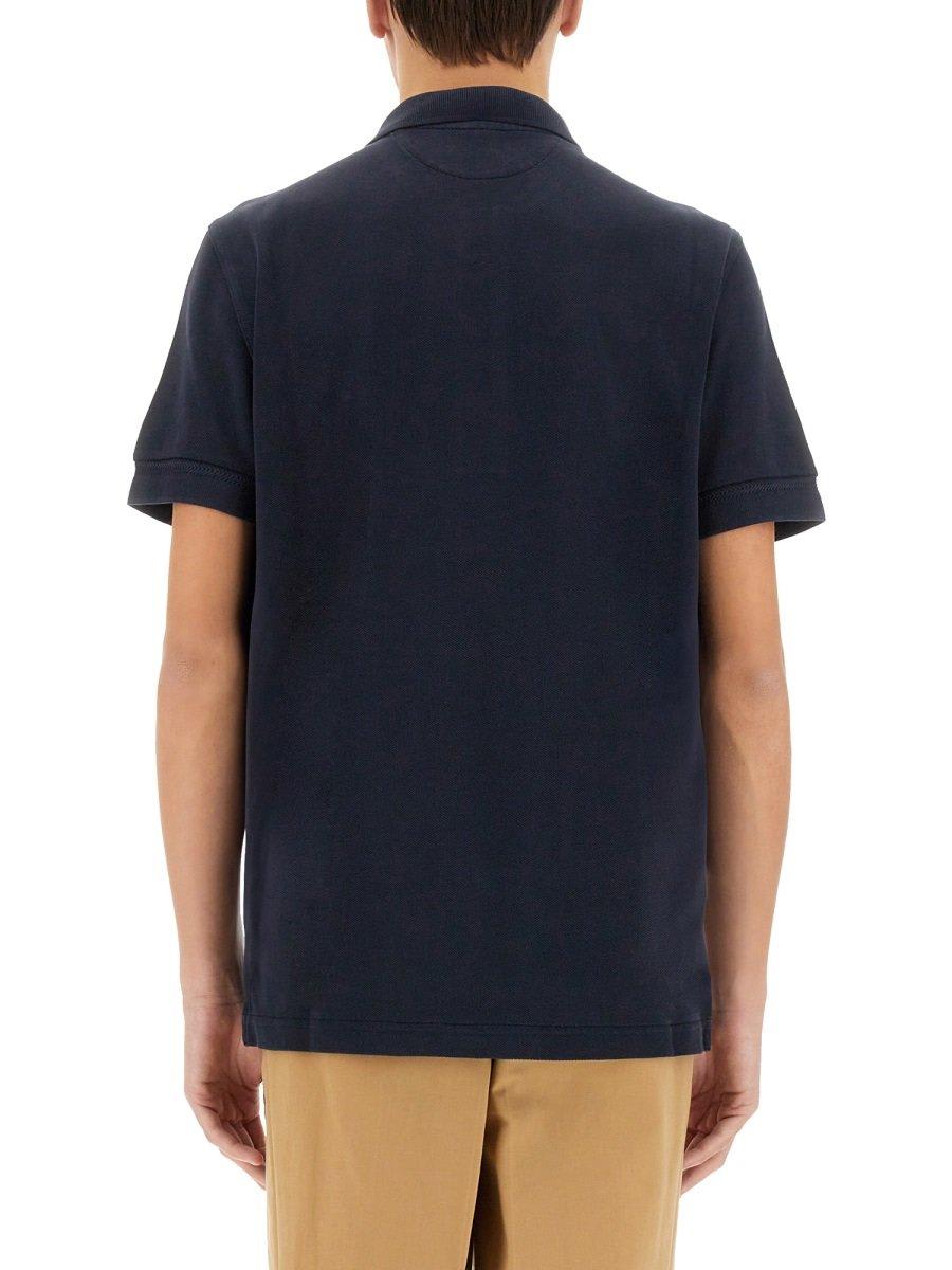 Tom Ford Black Short-sleeves Polo In Cotton Piquet Jersey Man In Blue