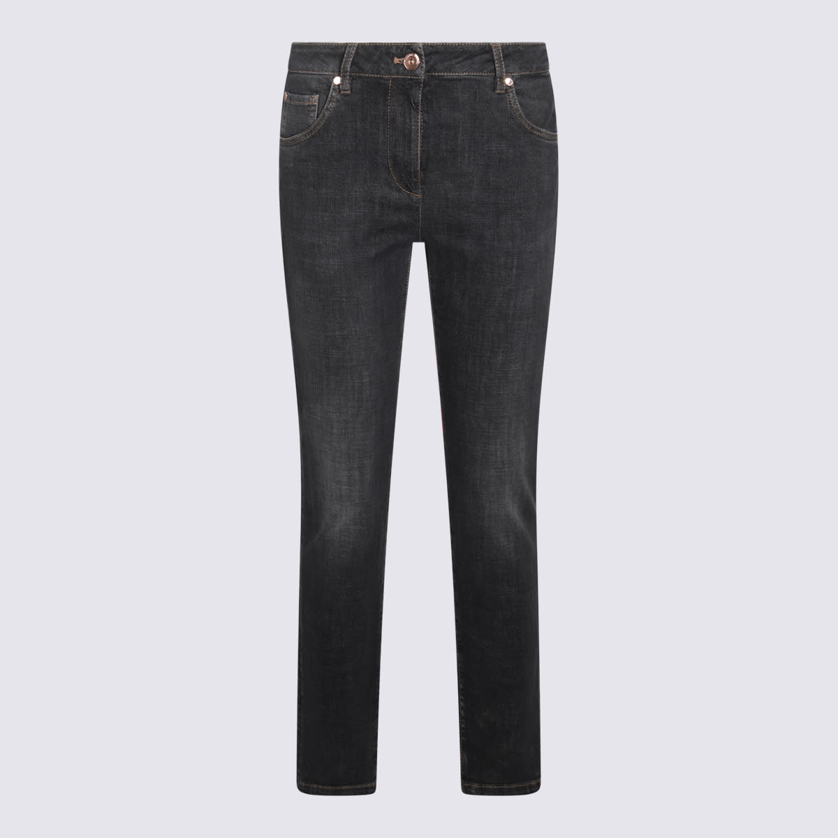 Shop Brunello Cucinelli Black Cotton Denim Jeans In Dark Black Denim