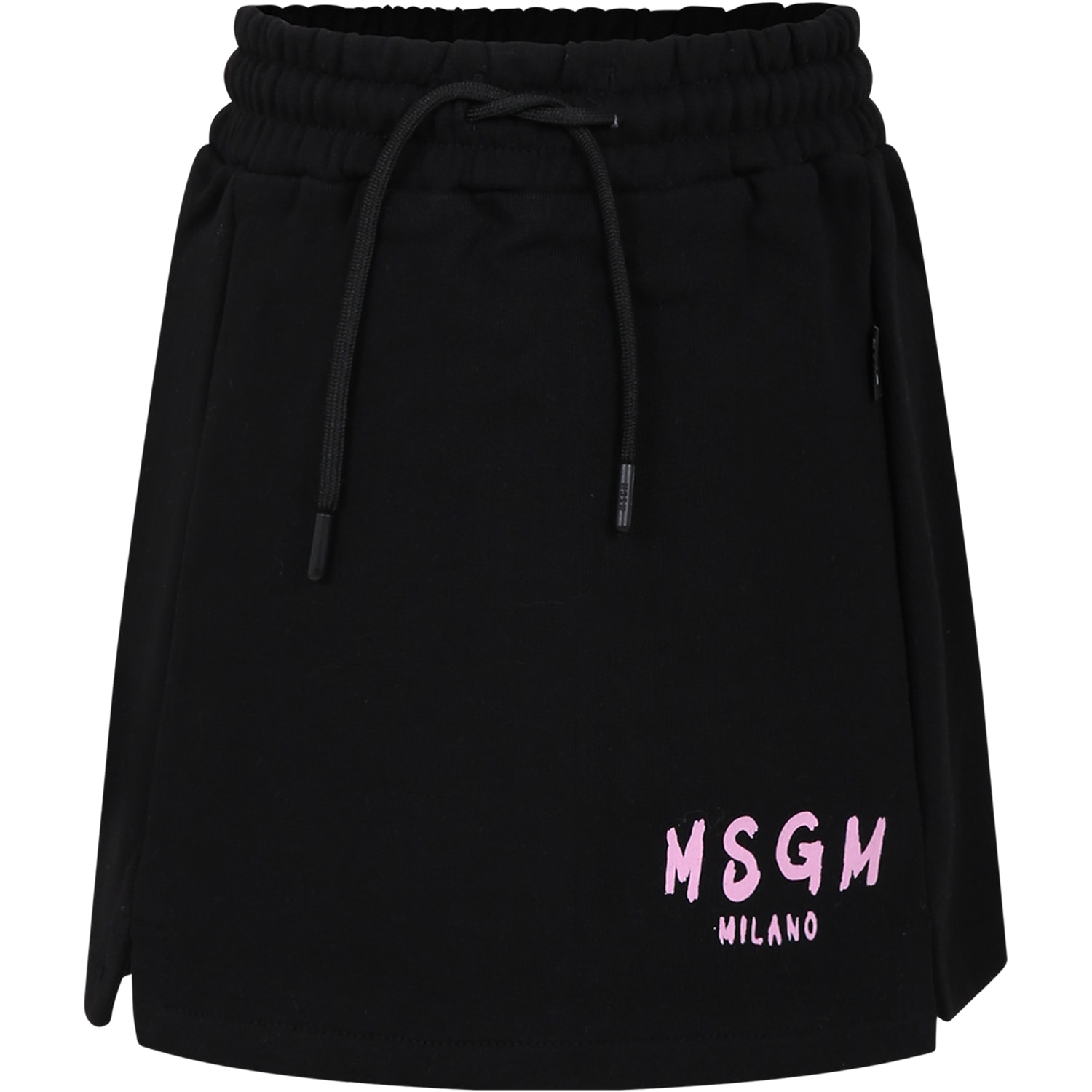 Msgm Kids' Black Skirt For Girl With Logo