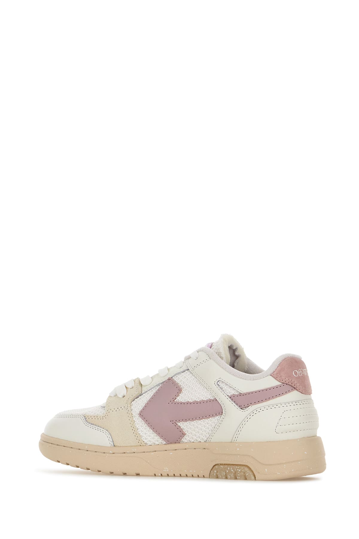 Shop Off-white Two-tone Leather And Polyester Out Off Office Sneakers In White Lilac