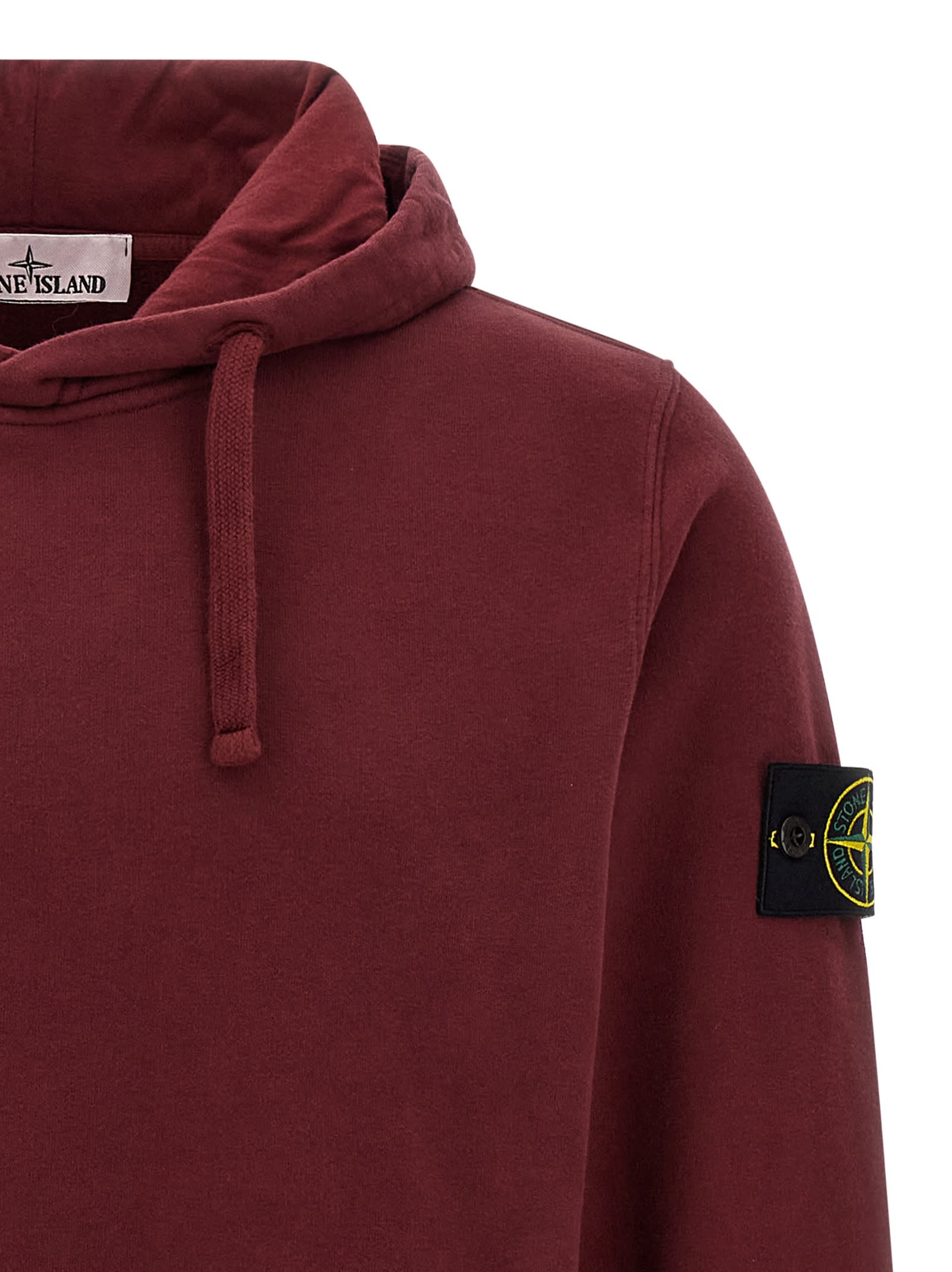 Stone Island Hoodie With Kangaroo Pocket In Burgundy