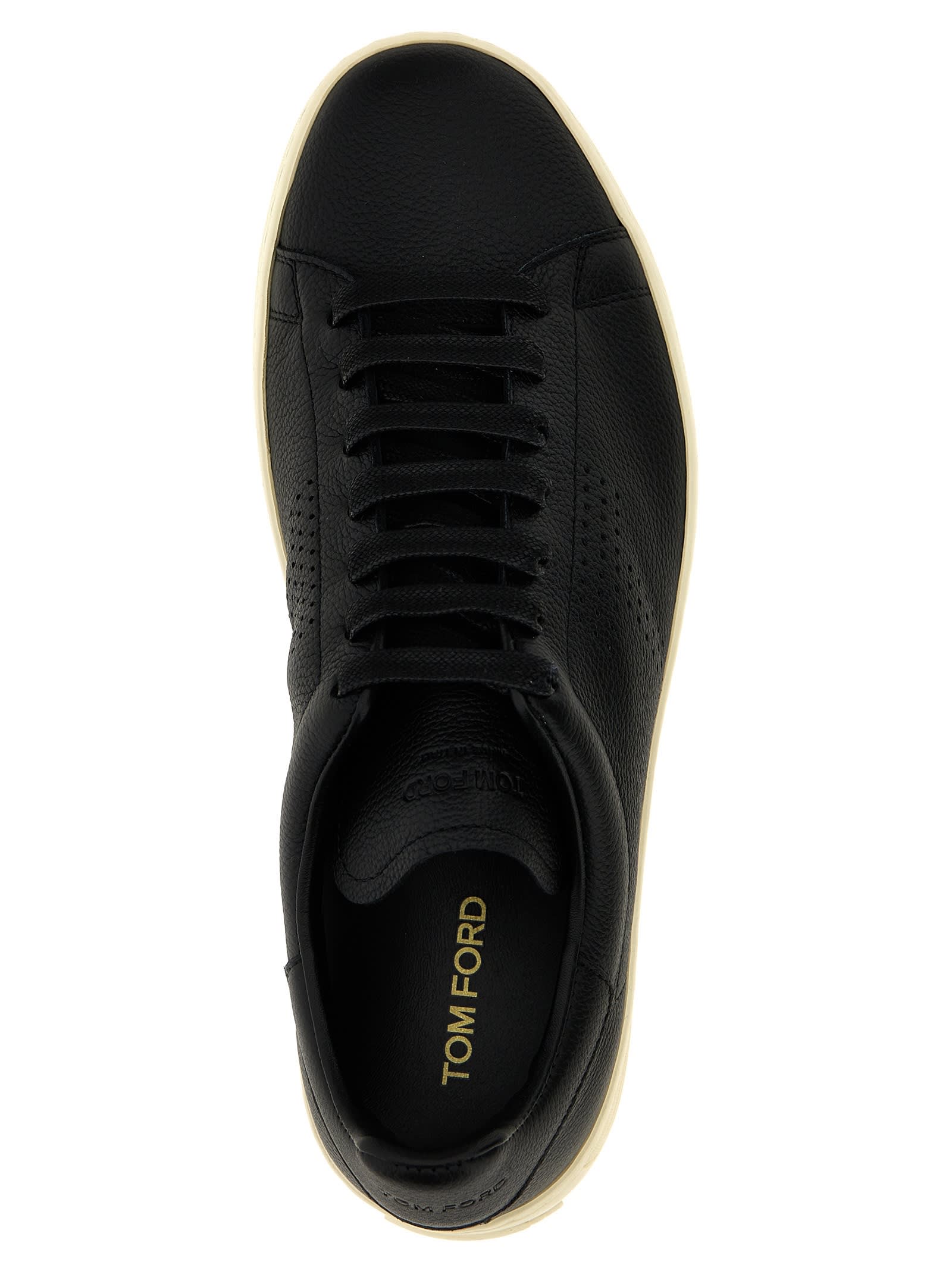 Tom Ford Low-top Leather Sneakers In Black
